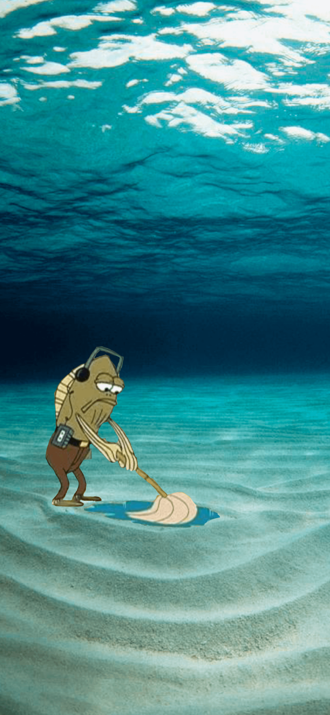 1080x2340 My boy fred from spongebob cleaning up the ocean, Phone