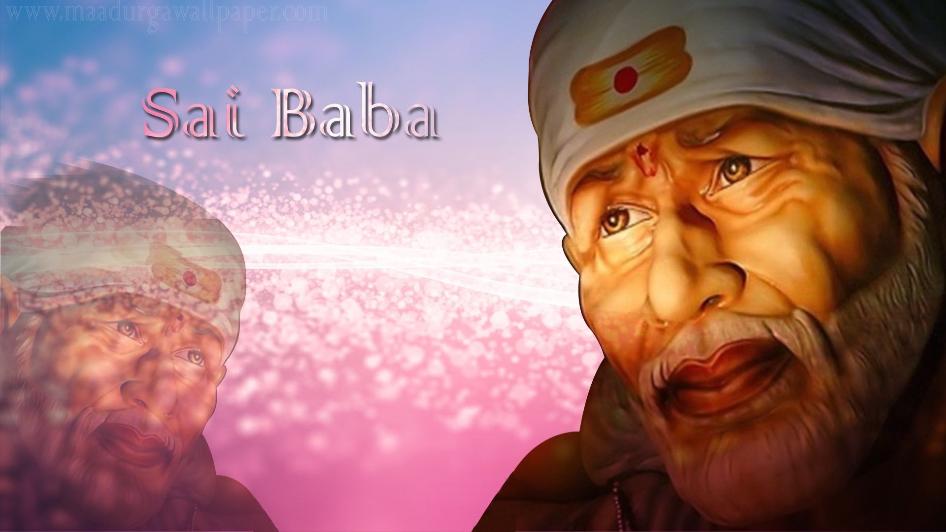 1920x1080 Sai Baba Shirdi Photo depicted with artistic background, Desktop