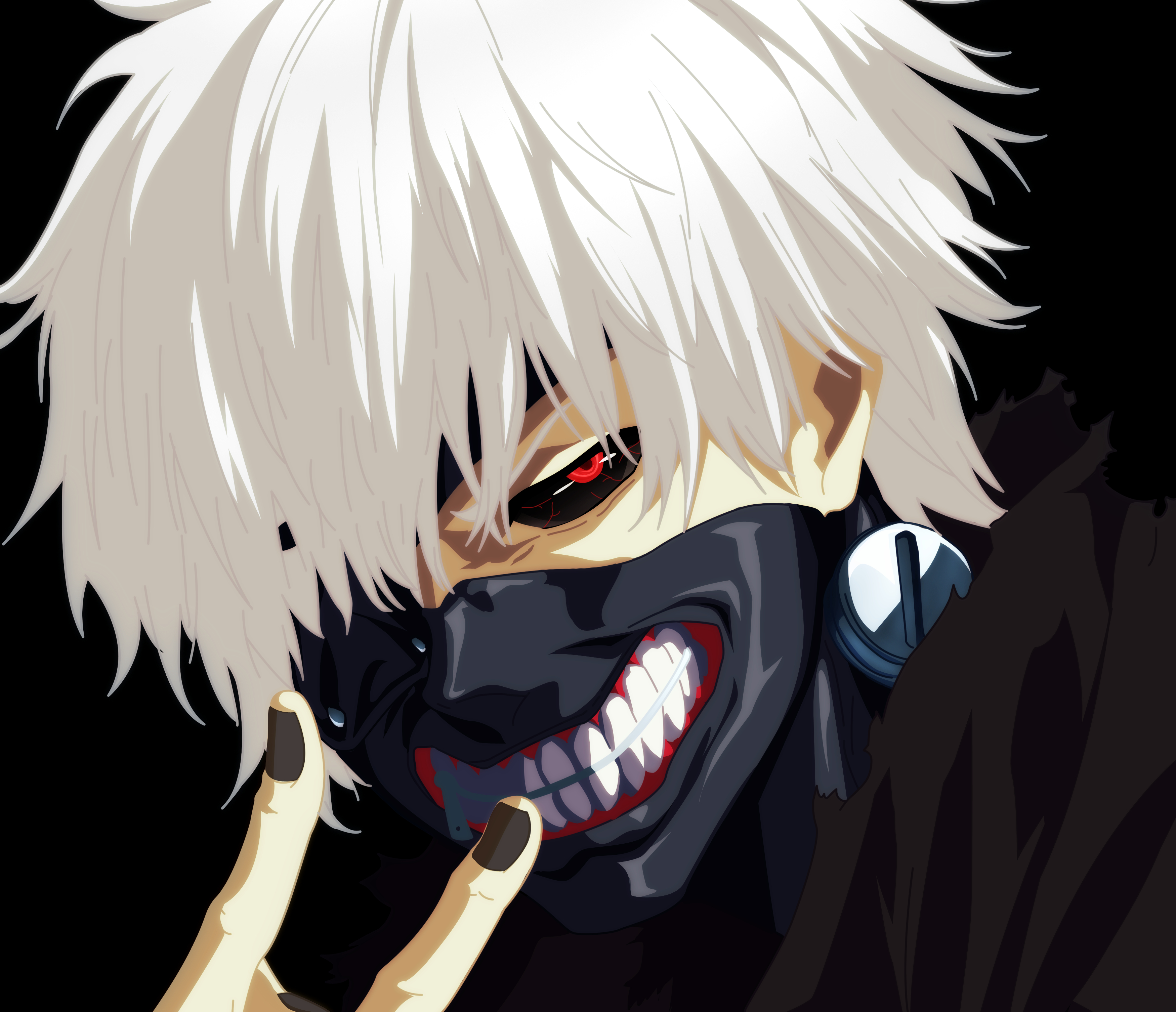 3500x3020 Red Eyes, Boy, White Hair, Tokyo Ghoul, Ken Kaneki, Anime, Teeth, Mask wallpaper, Desktop