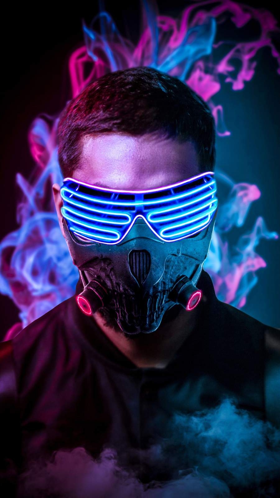 900x1600 Neon Face Mask Wallpaper Free Neon Face Mask Background, Phone