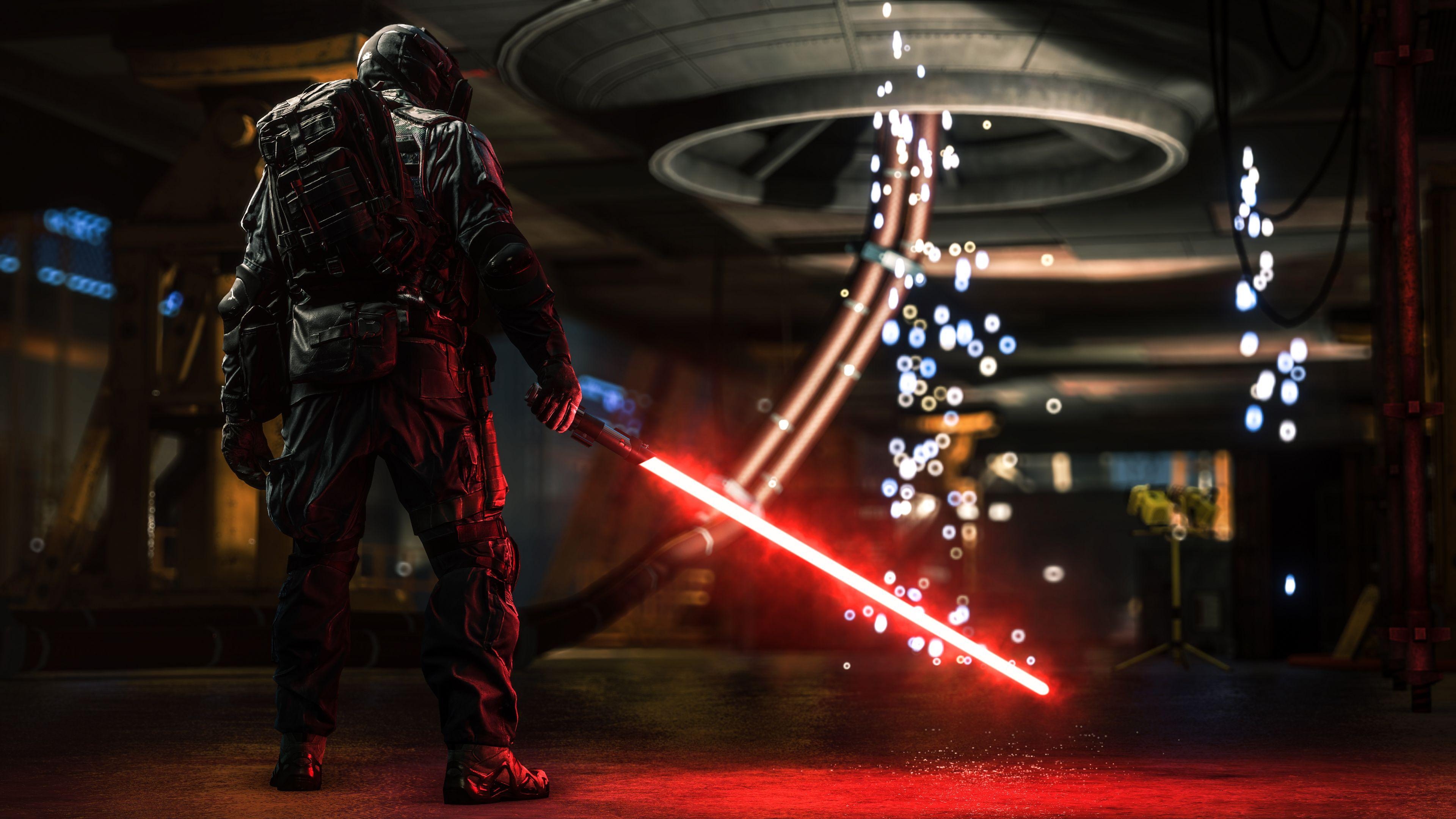 3840x2160 Wallpaper Soldier, Sith lightsaber, Battlefield Star Wars, Desktop