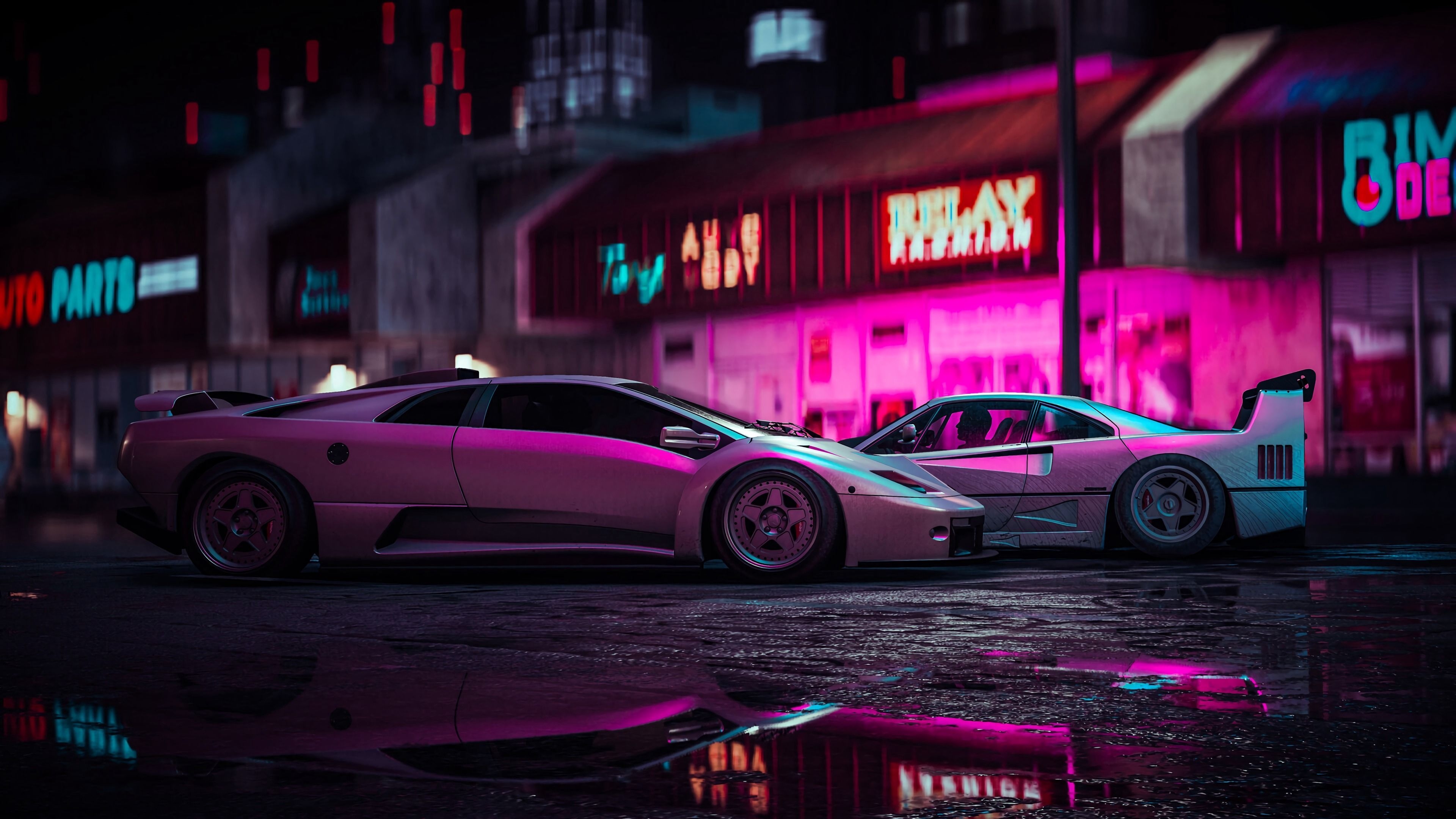 3840x2160 Download wallpaper  car, sports car, neon, backlight, street 4k uhd 16:9 HD background. Car wallpaper, Neon car, Jdm wallpaper, Desktop