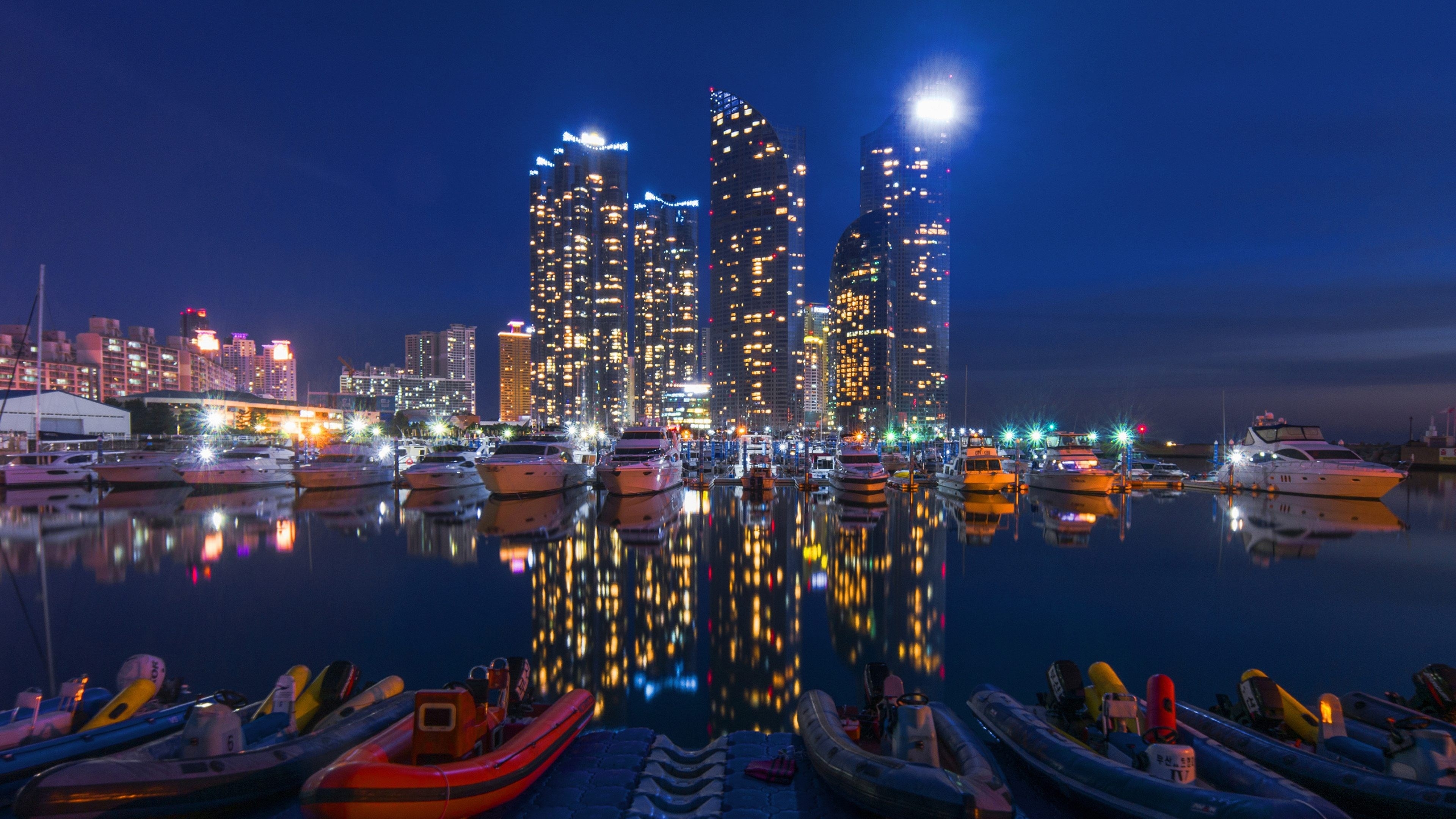 3840x2160 night city buildings and boats 4k ultra HD wallpaper High quality walls, Desktop