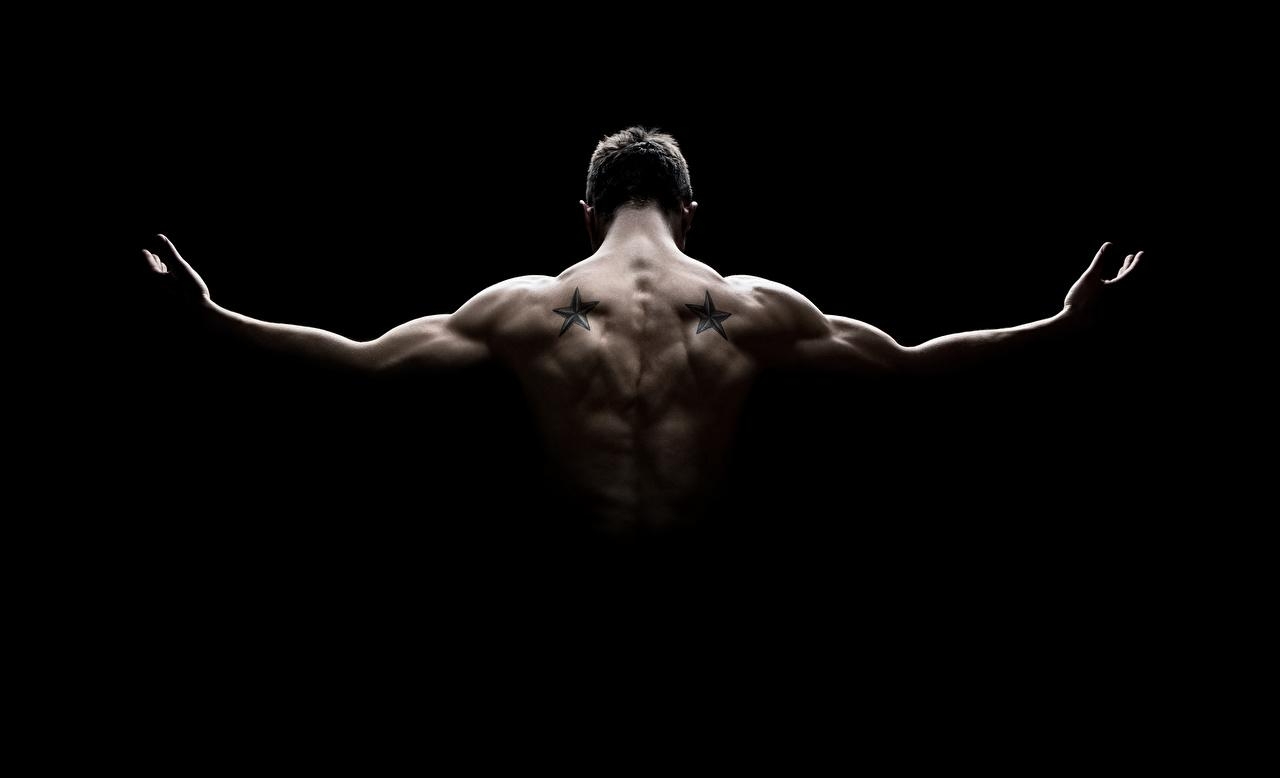 1280x780 Wallpaper Man Muscle Human back Black background, Desktop