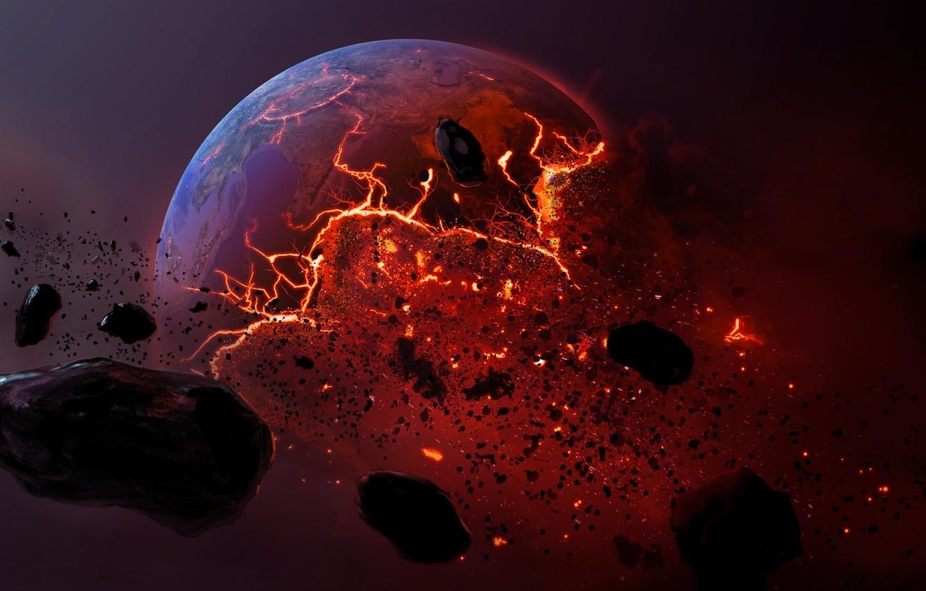 1340x850 Wallpaper meteorite, planet, dead planet, burning earth image, Desktop