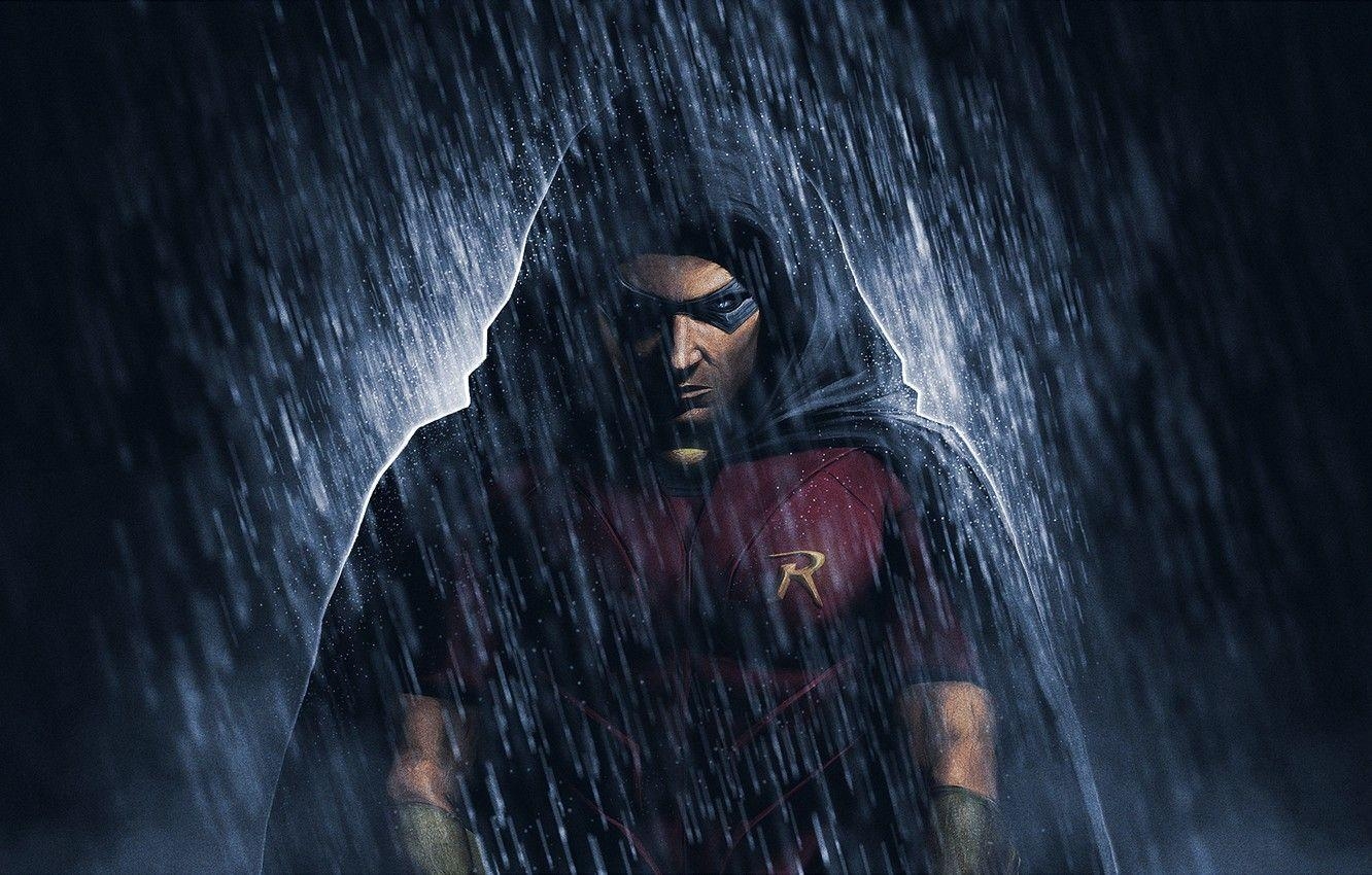 1340x850 Wallpaper Robin, DC Comics, Red Robin, rain, Tim Drake image, Desktop