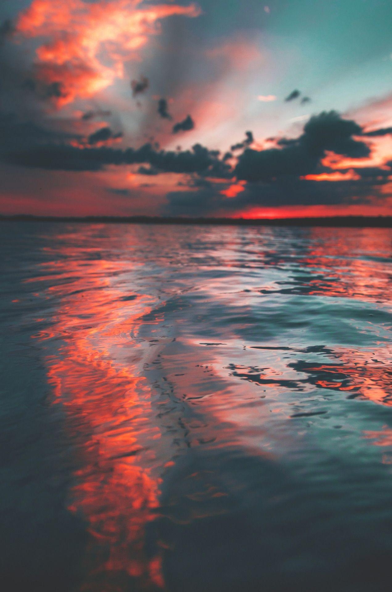 1280x1920 Sunrise Glorious Ocean Red Sunset HD Live Wallpaper, Phone