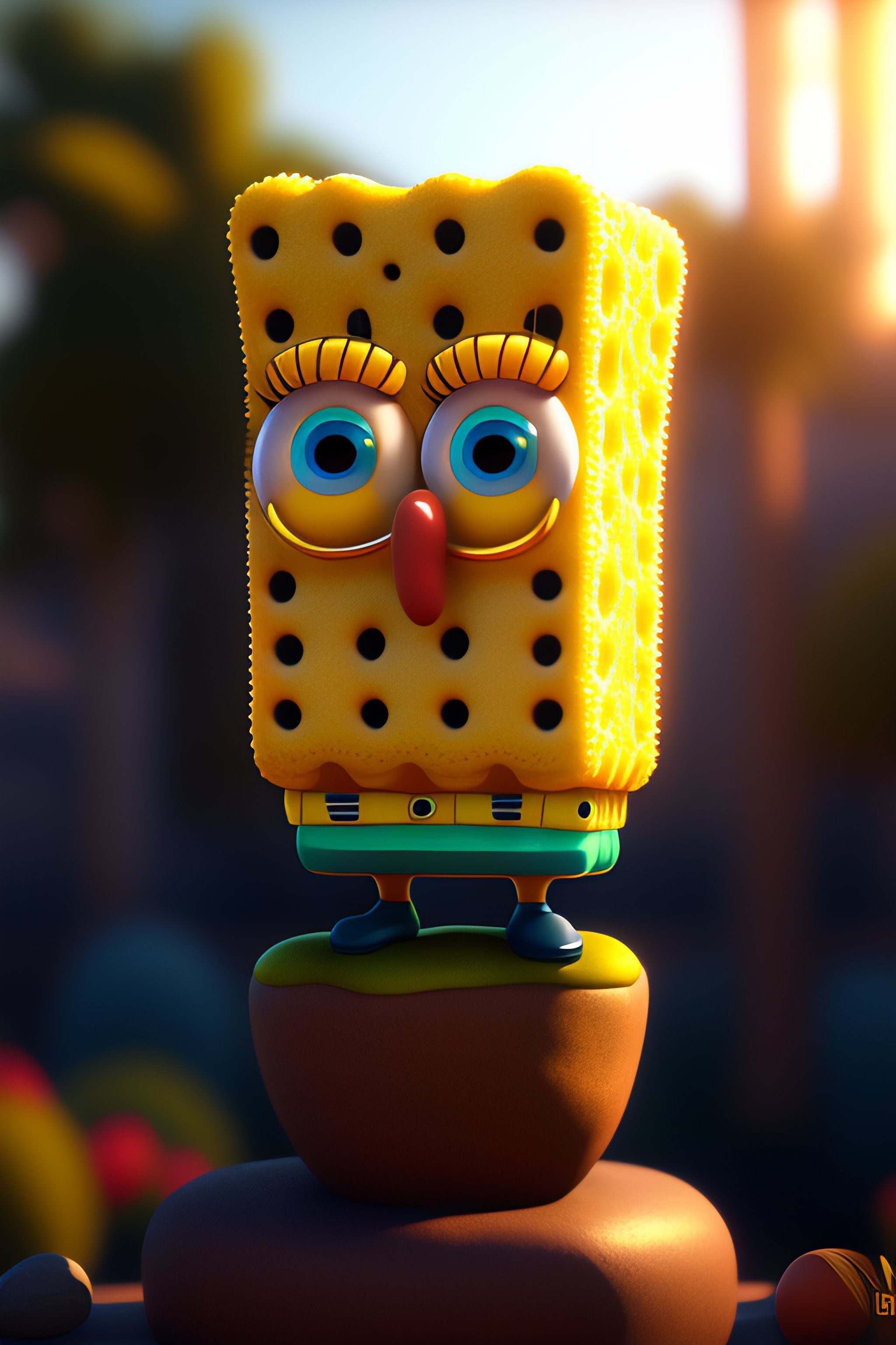 2050x3080 SpongeBob Squarepants Statue By Michelangelo, Hyper Realistic, 4K, Unreal Engine, Highly Detailed, HD, Dramatic Lighting By Brom, Trending O, Phone