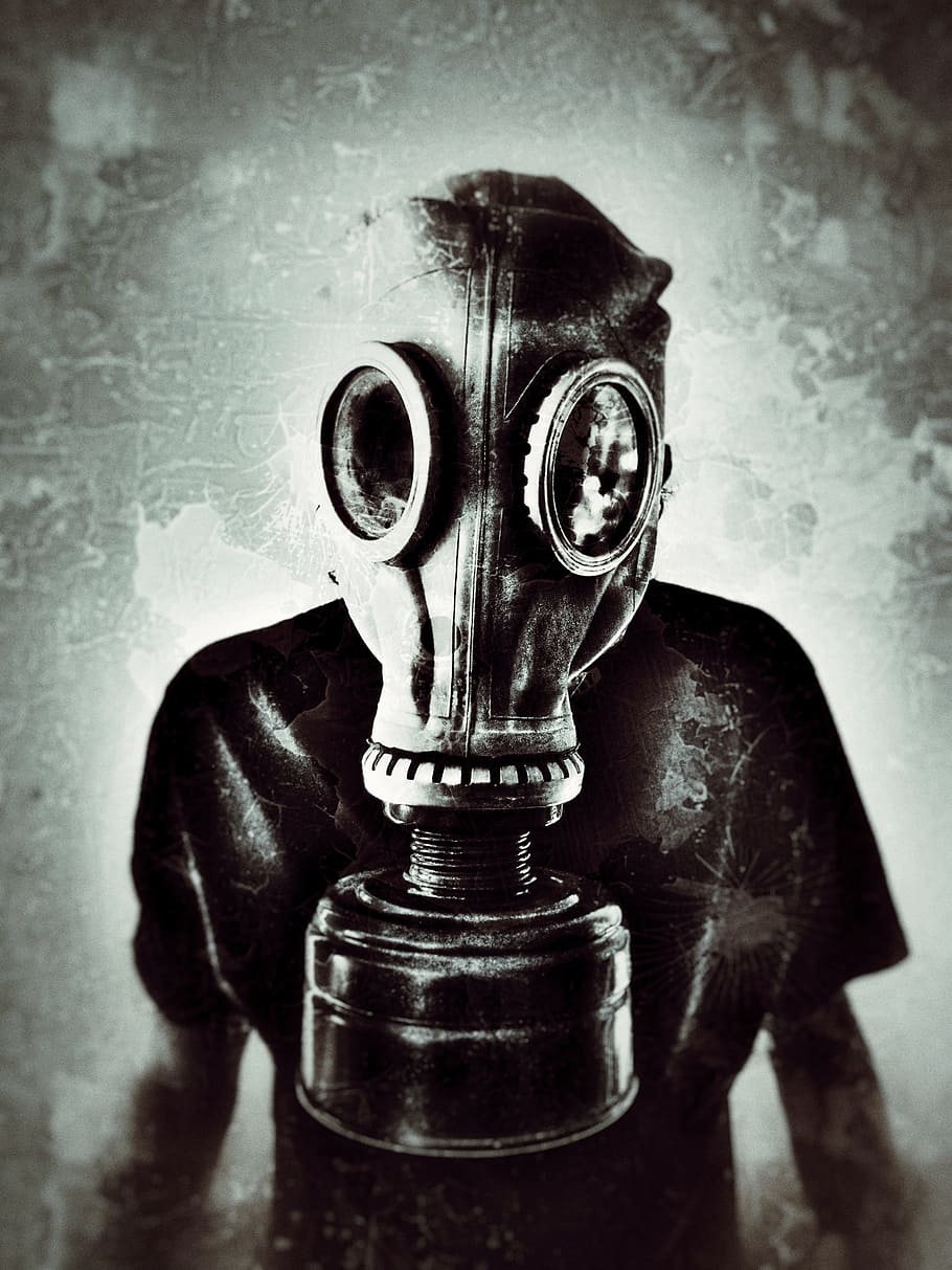 910x1220 HD wallpaper: person wearing gas mask, grunge, gases, toxic, respirator, chemistry, Phone