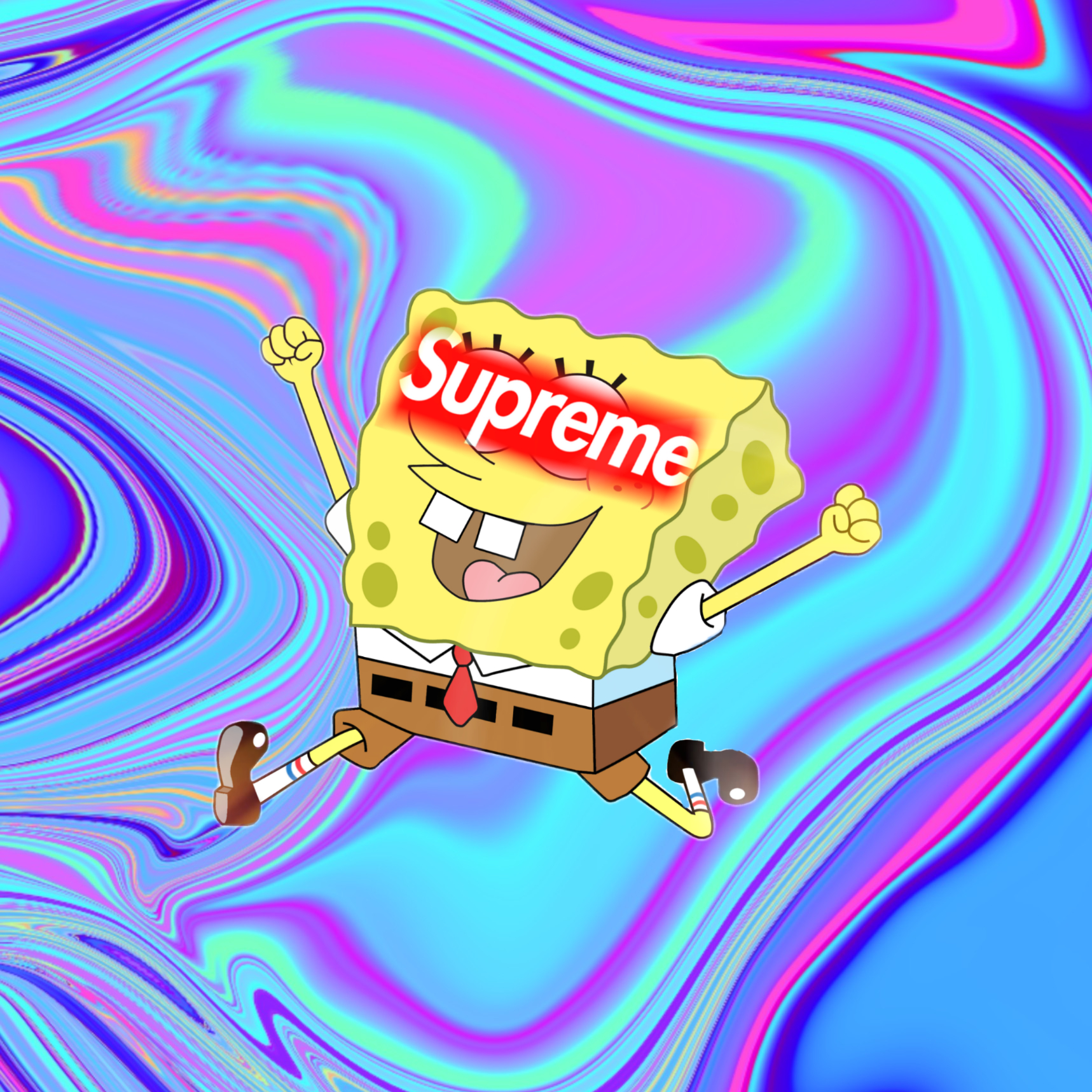 1720x1720 Supreme Logos Wallpaper Meme with Spongebob, Phone