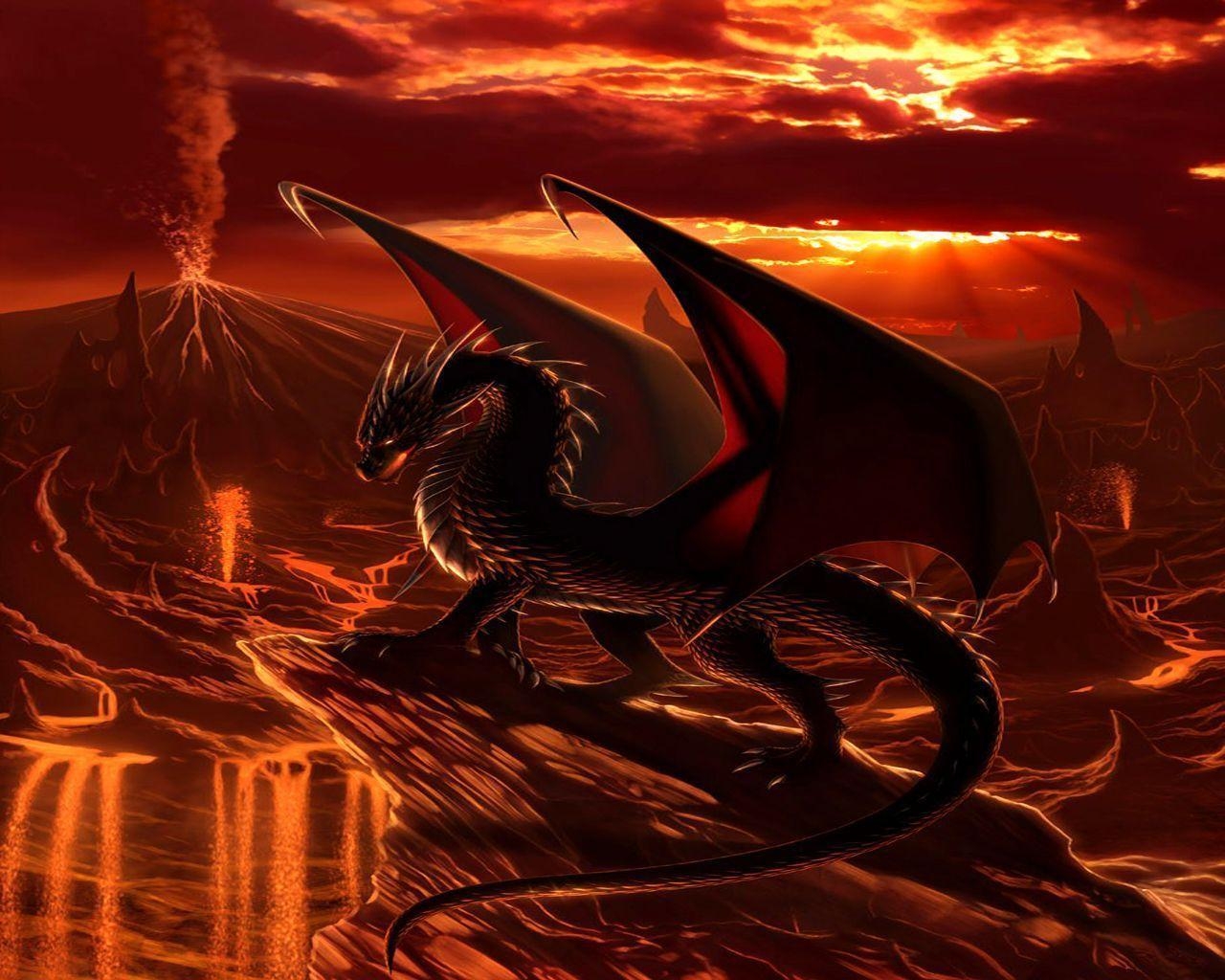 1280x1030 Orange and red dragon, Desktop