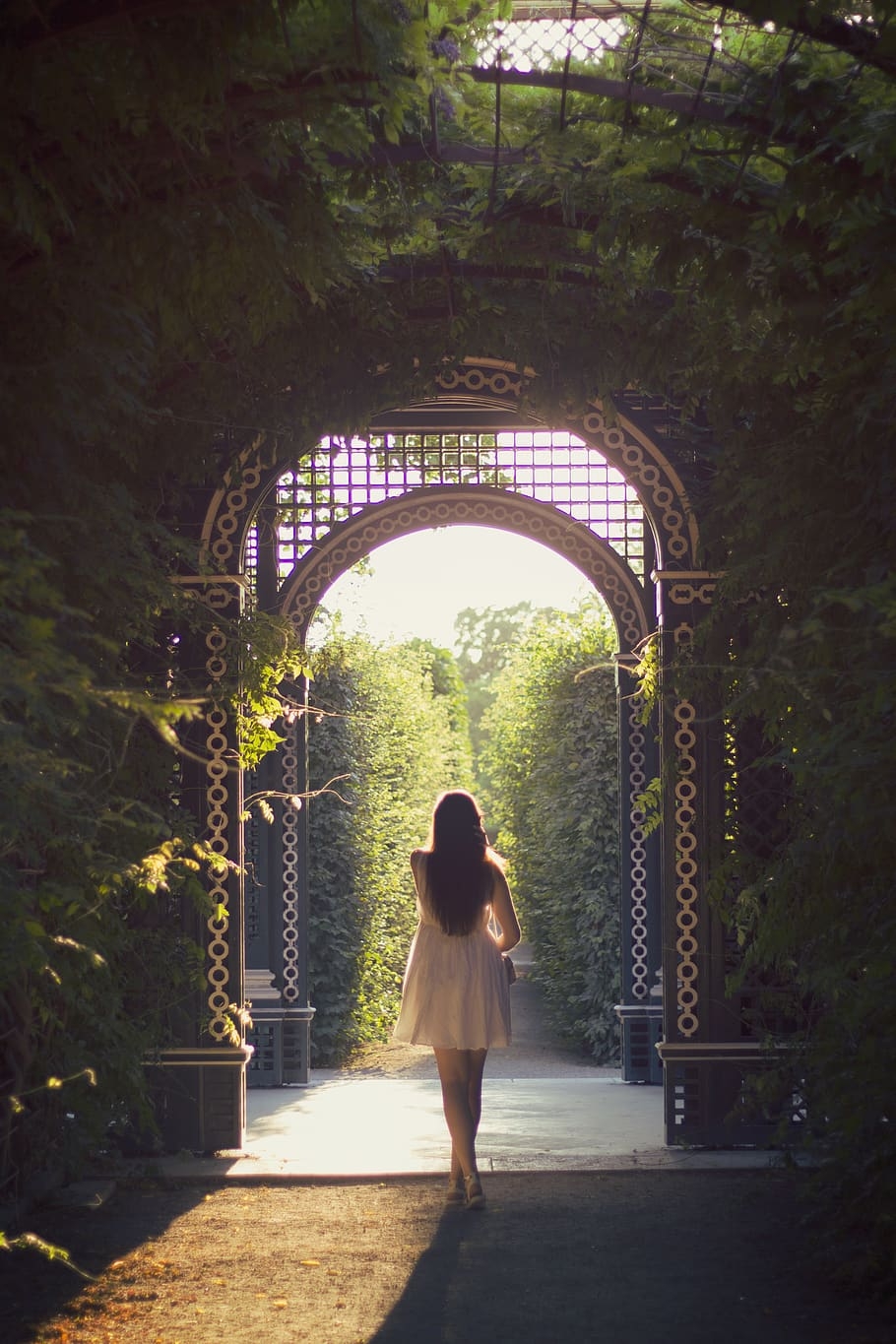 910x1370 HD wallpaper: woman walking alone on pathway, garden, outdoors, Phone