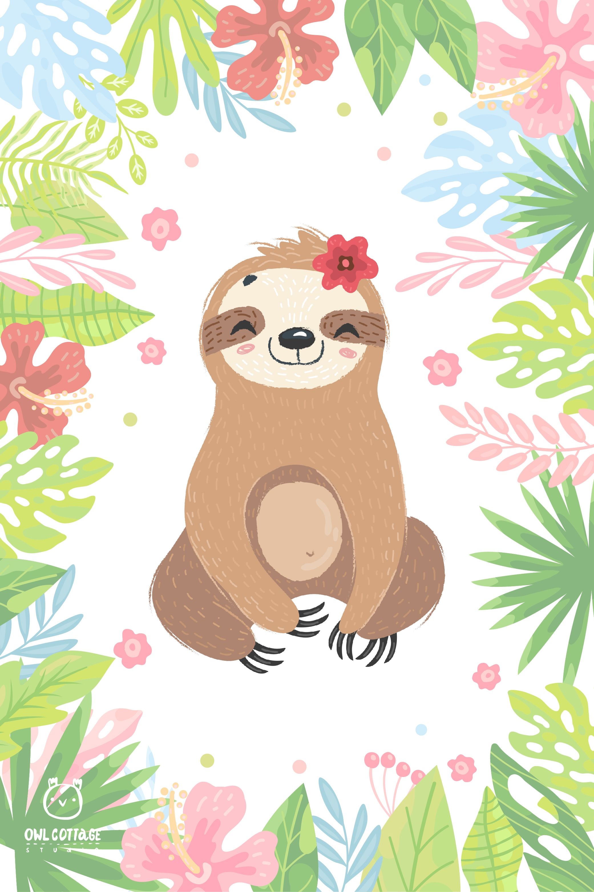 2090x3130 Cute Sloth Clipart Collection, Vector and Png, Easy SCALABLE. Illustrations. Design Bundles. Sloth art, Cute sloth, Cute baby sloths, Phone