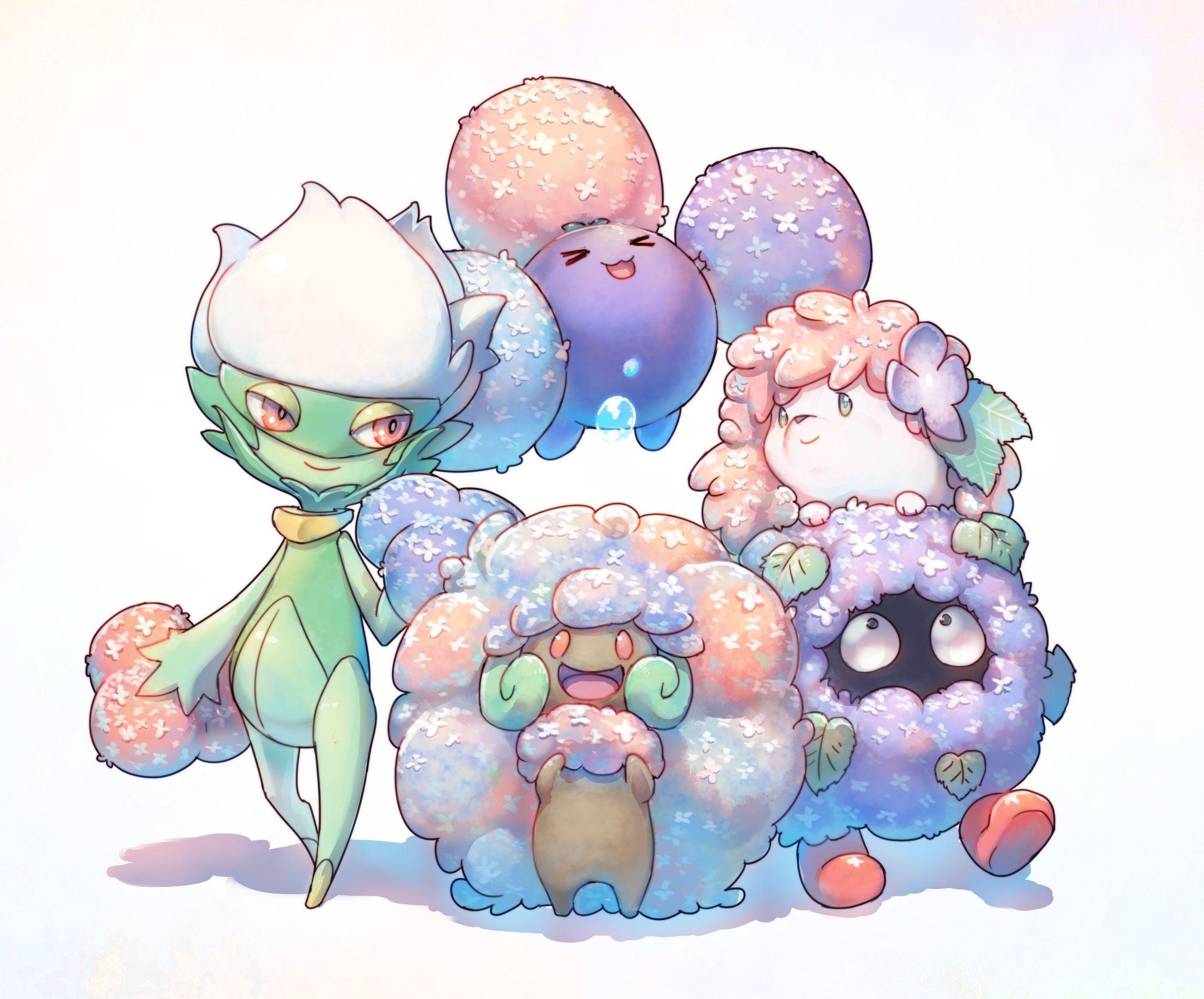 2170x1800 Roserade, Jumpluff, Shaymin, Tangela, and Whimsicott. Teh Pokemanz, Desktop