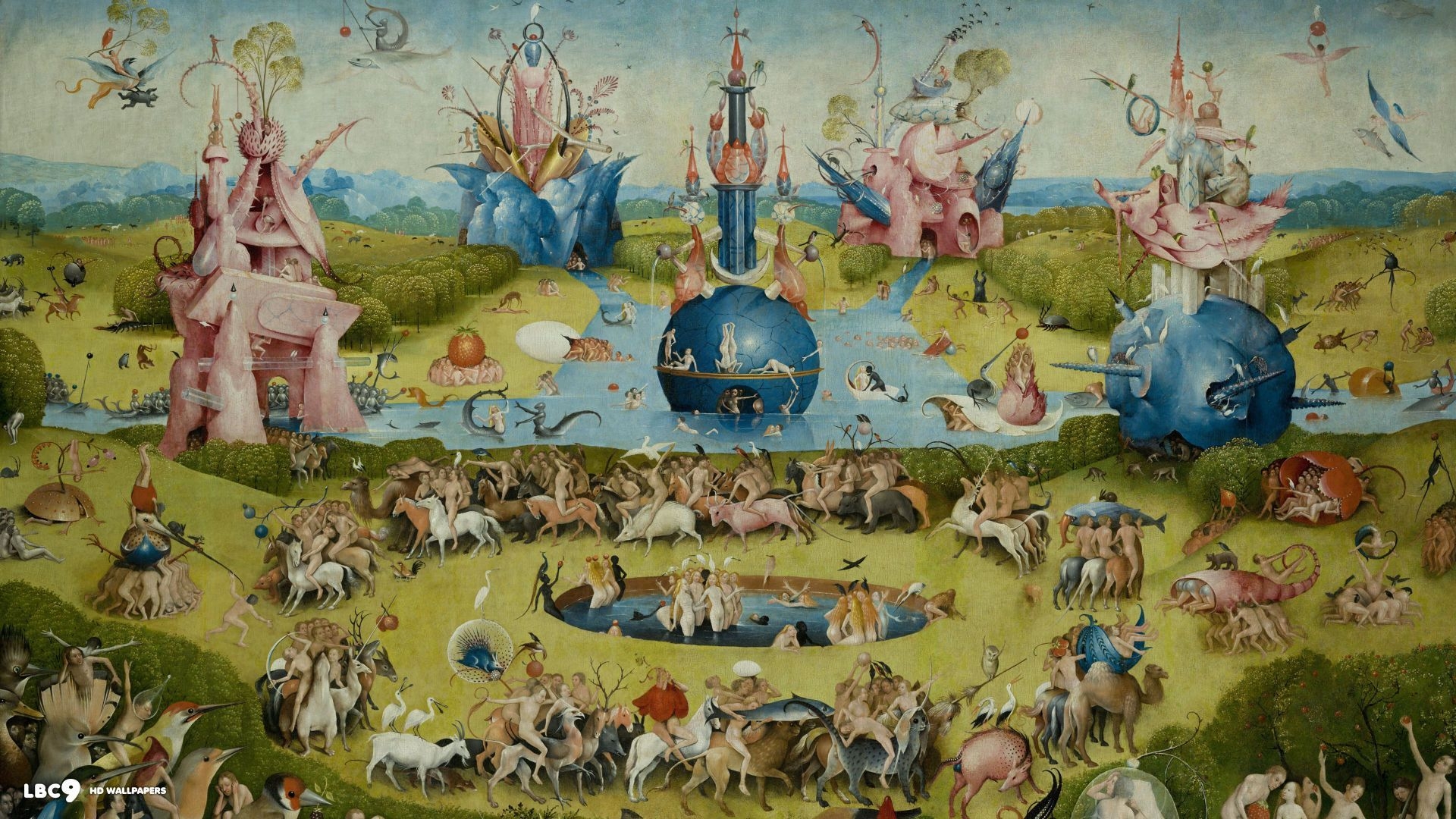 1920x1080 Garden Of Earthly Delights Center Detail Painting 920×080 Pixels. Hieronymus Bosch, Garden Of Earthly Delights, Art, Desktop