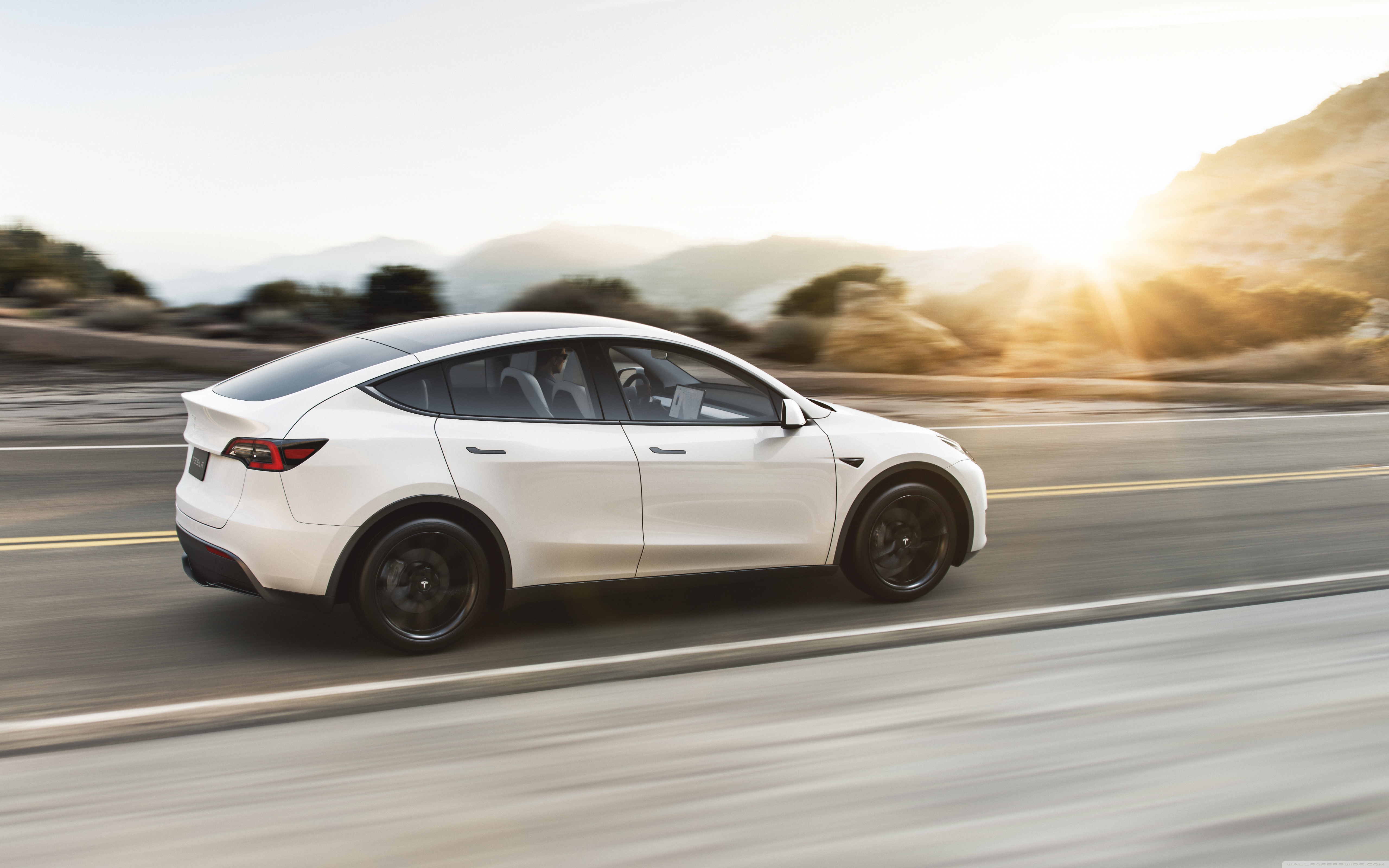 5120x3200 Tesla Model Y Electric Car, Sunset Ultra HD Desktop Background Wallpaper for: Widescreen & UltraWide Desktop & Laptop, Multi Display, Dual & Triple Monitor, Tablet, Desktop