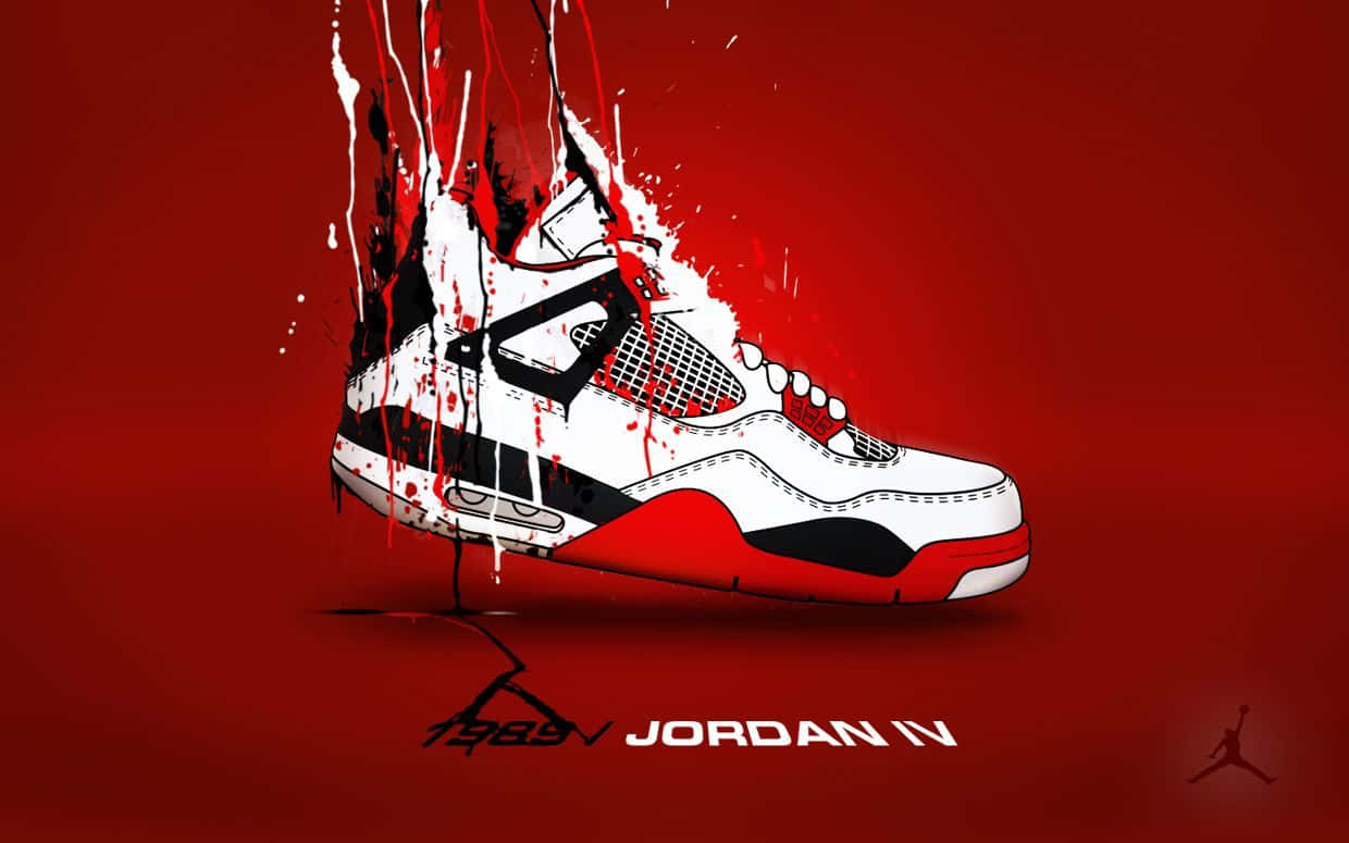 1240x780 Download Red Jordan Shoes Paint Drip Wallpaper, Desktop