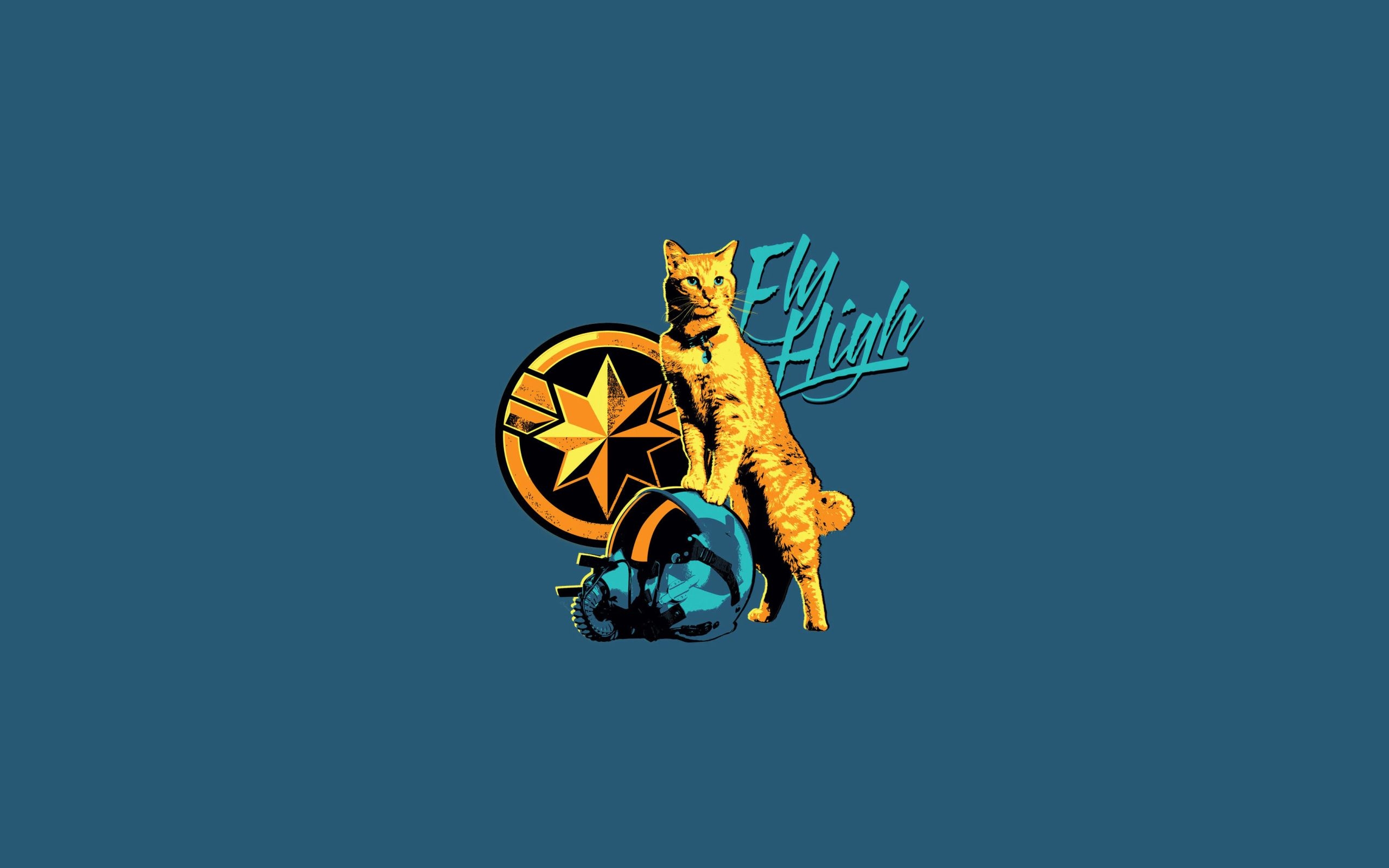 2560x1600 Captain Marvel Goose Cat Minimal Poster, Desktop