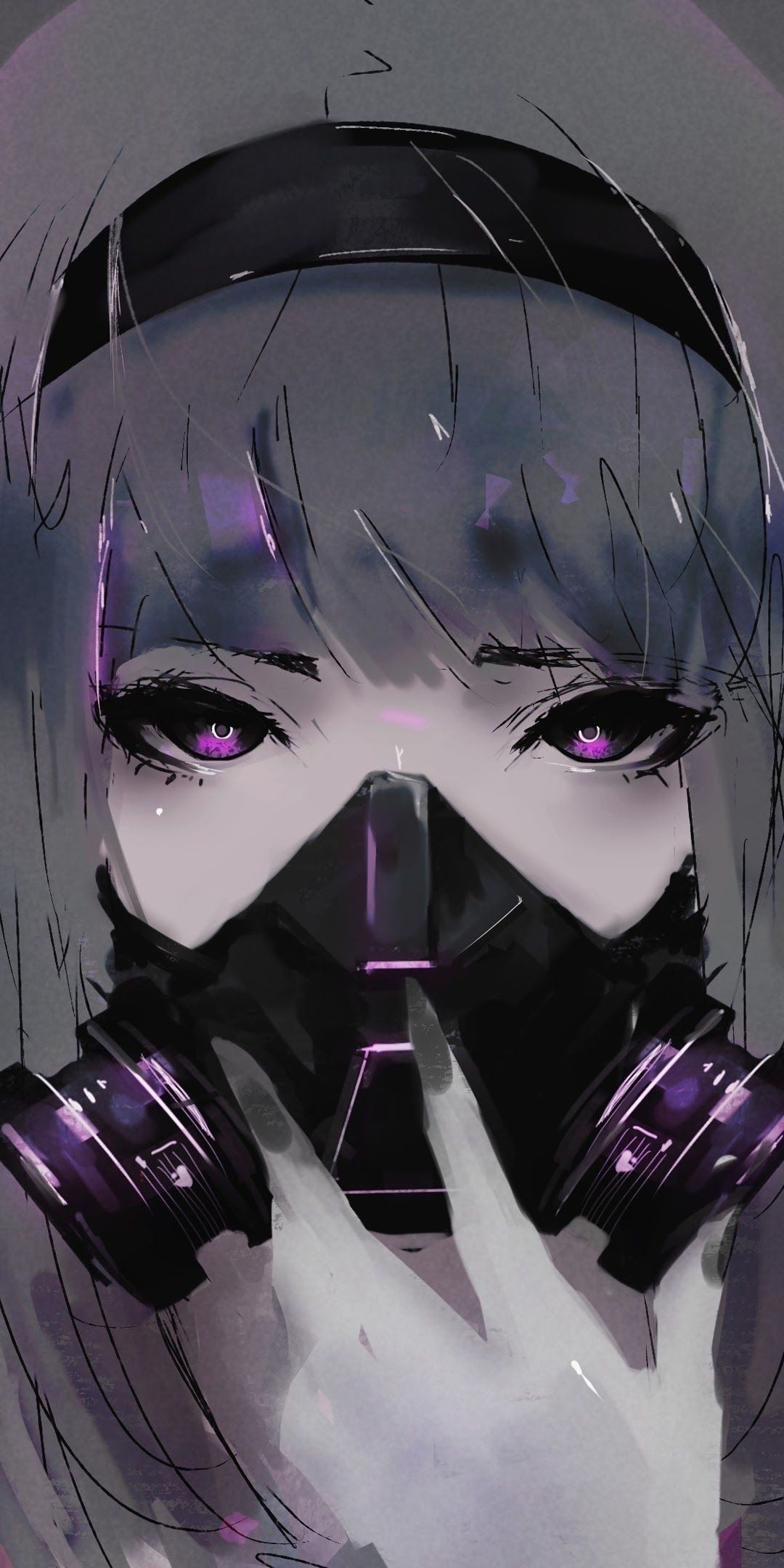 1080x2160 Anime Girl Gas Mask 4K Wallpaper, Phone