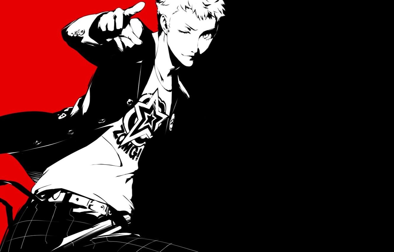 1340x850 Wallpaper white, red, black, the game, anime, art, guy, character, Desktop