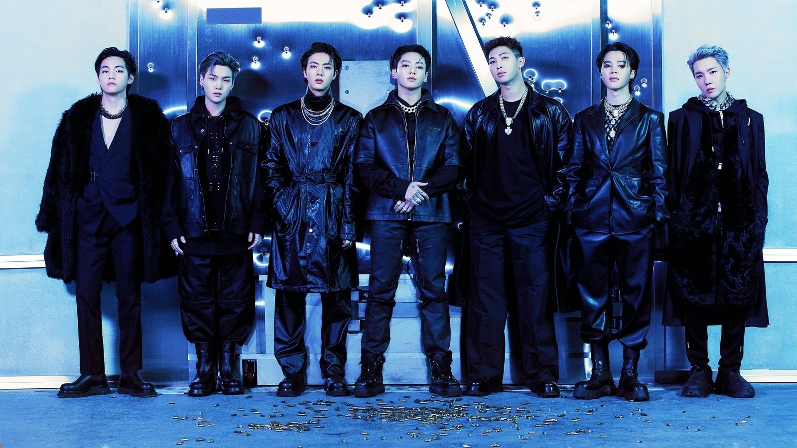 1600x900 BTS Proof Concept Photo: Band Poses In Front Of Bullet Ridden Vault, Fans React, Desktop