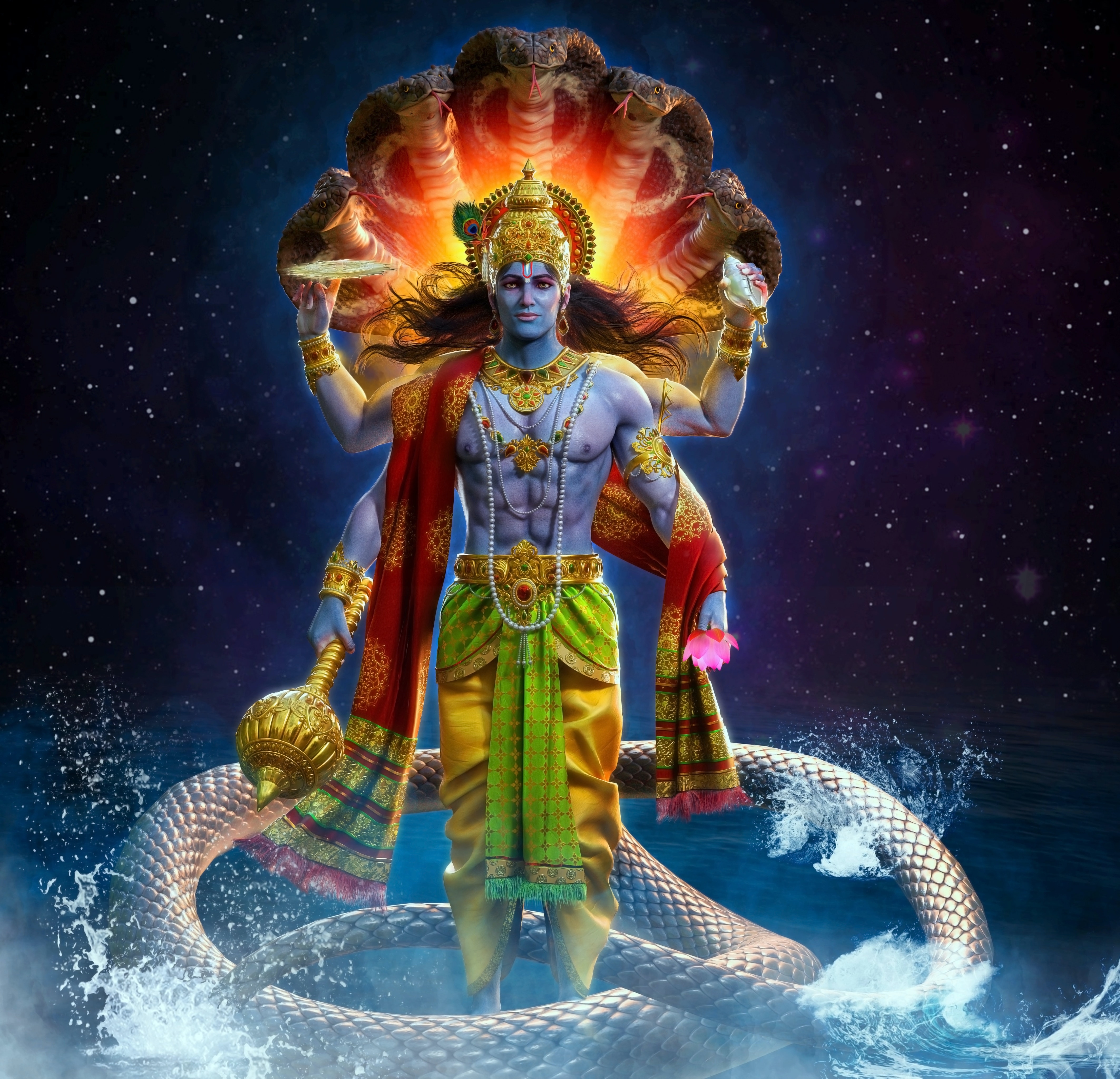 4260x4100 Lord Vishnu Animated Wallpaper Download, Desktop