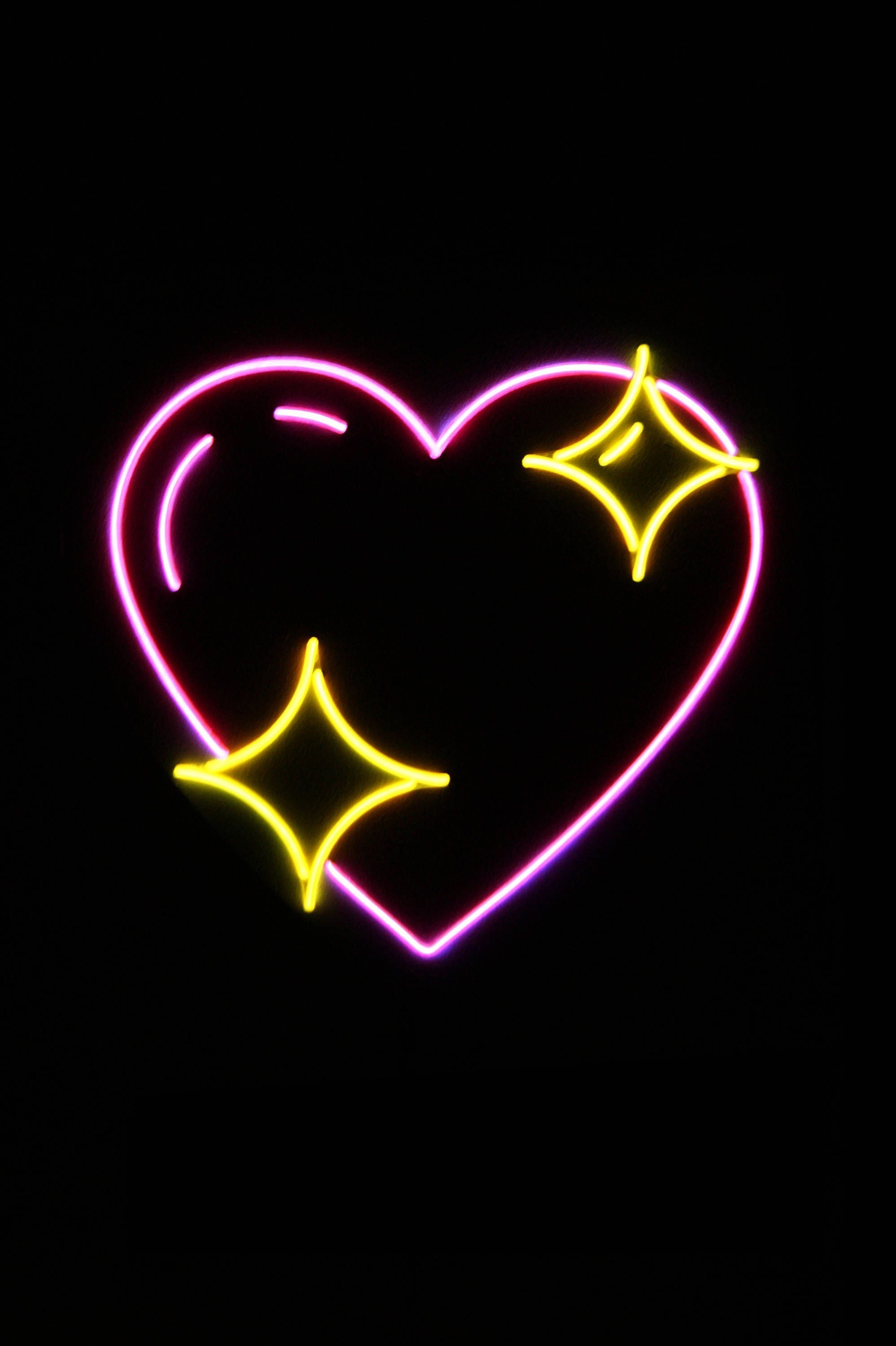 2000x3000 Herz Mit Sternen Emoji NEON EL Wire. Etsy. Neon Light Wallpaper, Wallpaper Iphone Neon, Neon Painting, Phone