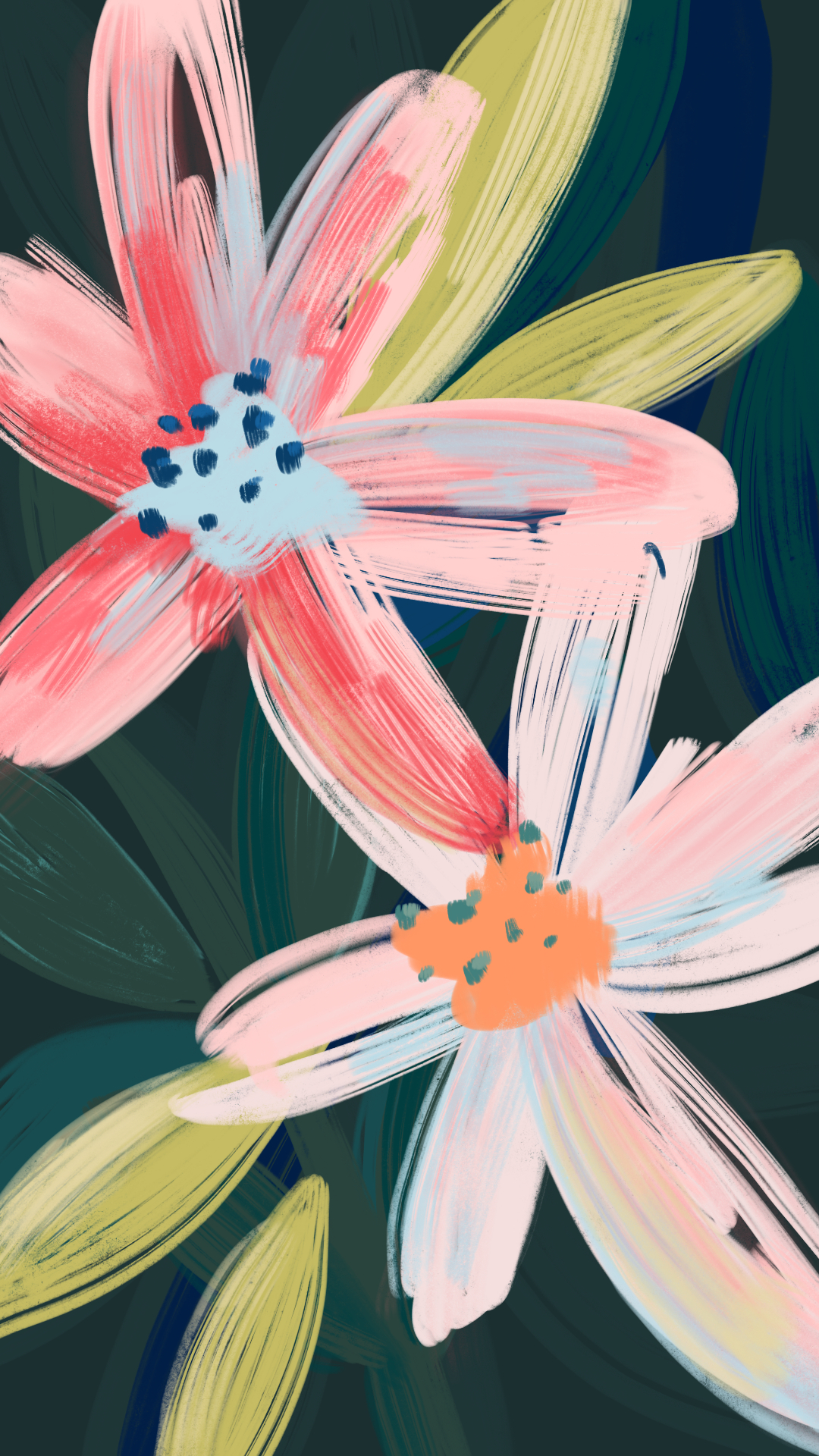 1080x1920 Painted floral design, Phone