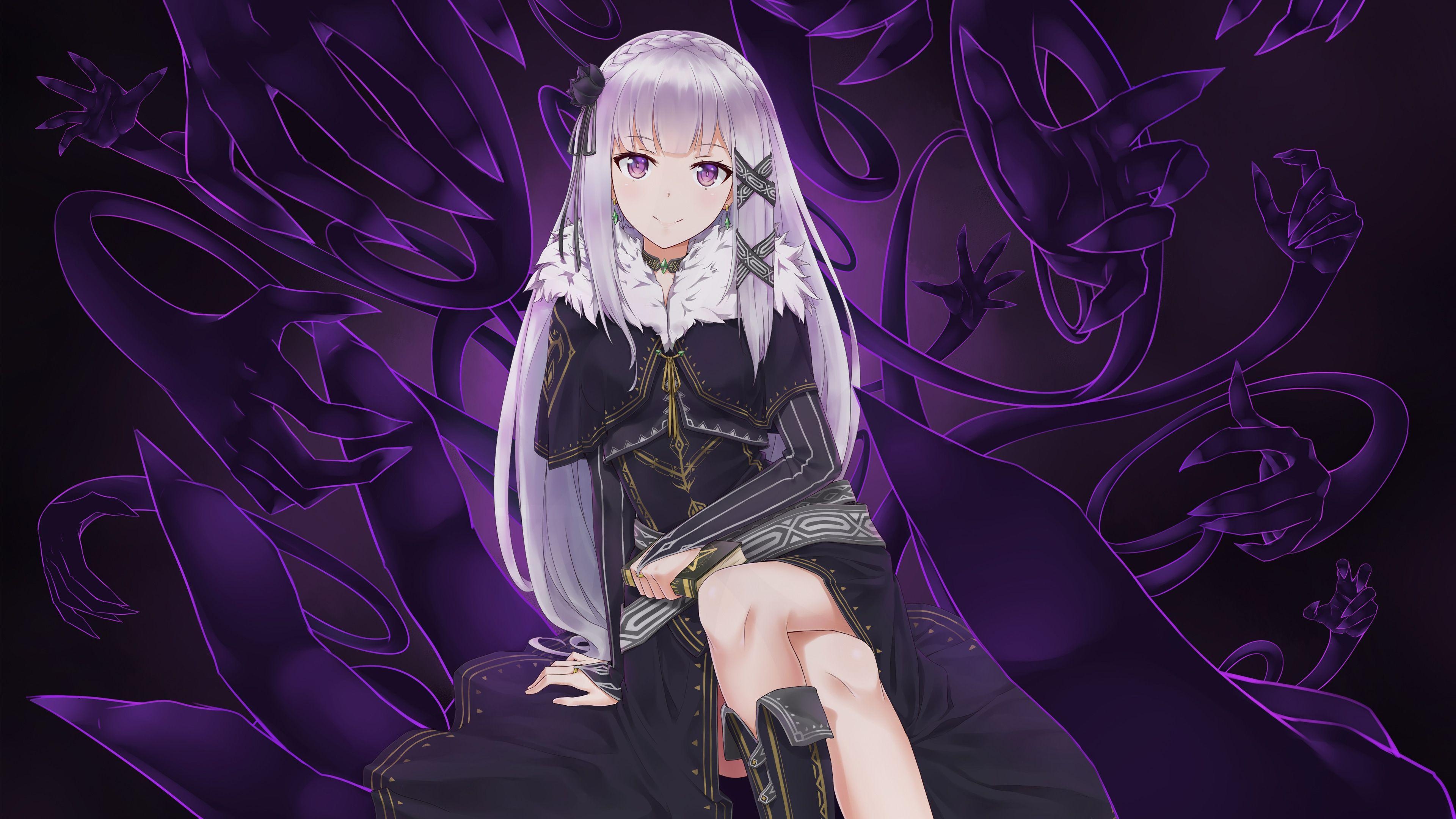 3840x2160 Wallpaper ReZERO, Emilia, HD, 4K, Anime, Desktop