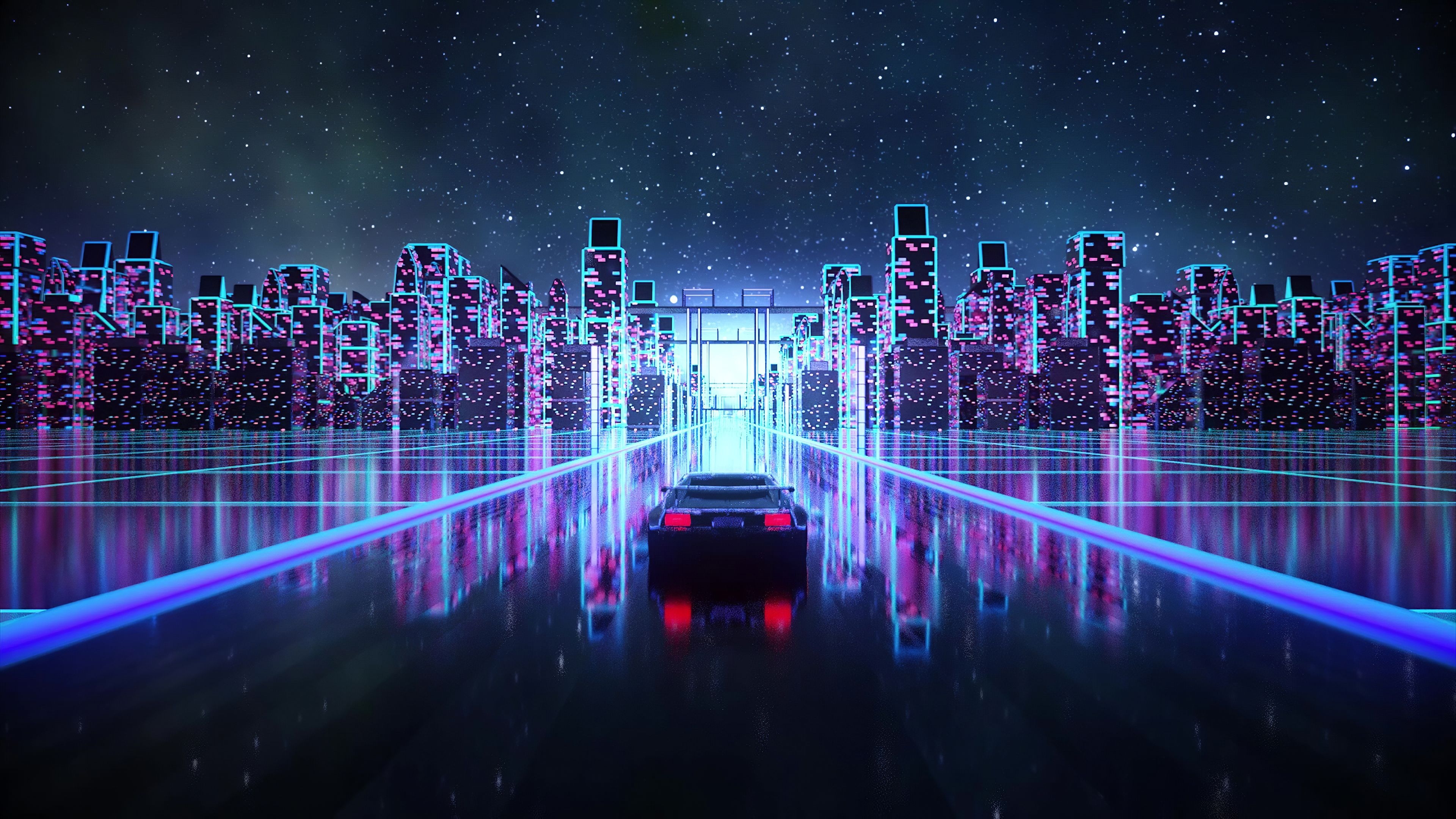 3840x2160 Cyber Outrun Vaporwave Synth Retro Car 4k 1366x768 Resolution HD 4k Wallpaper, Image, Background, Photo and Picture, Desktop