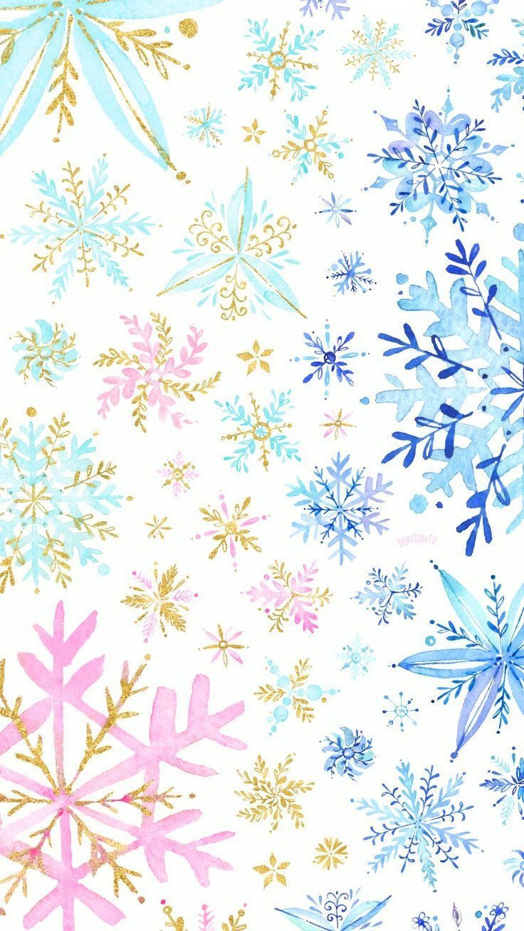 740x1310 Phone Wallpaper HD Watercolor Gold Snowflakes, Phone