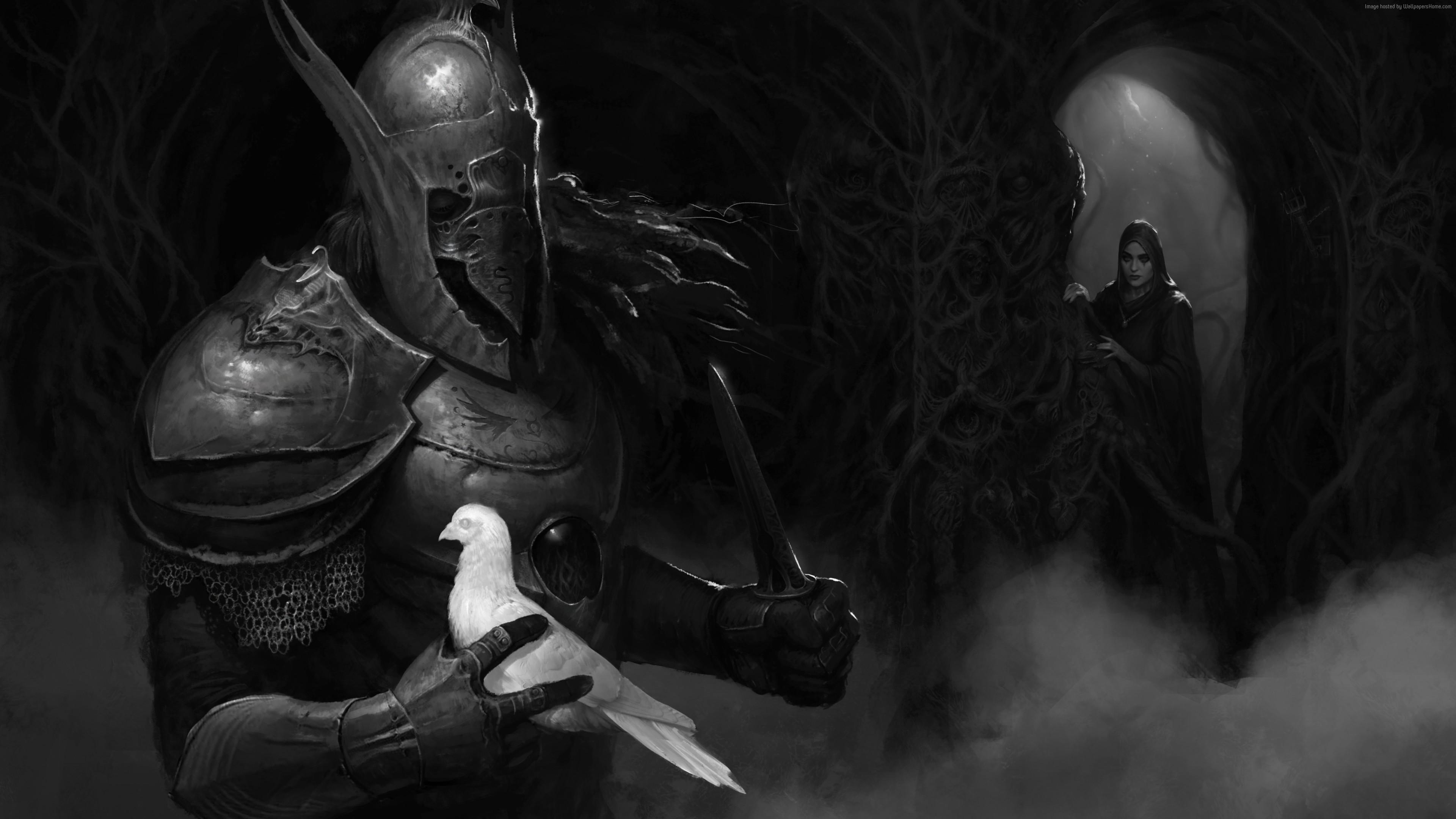 3840x2160 Wallpaper Warrior, dark, 4K, Art 4k, Dark, warrior Wallpaper, Desktop