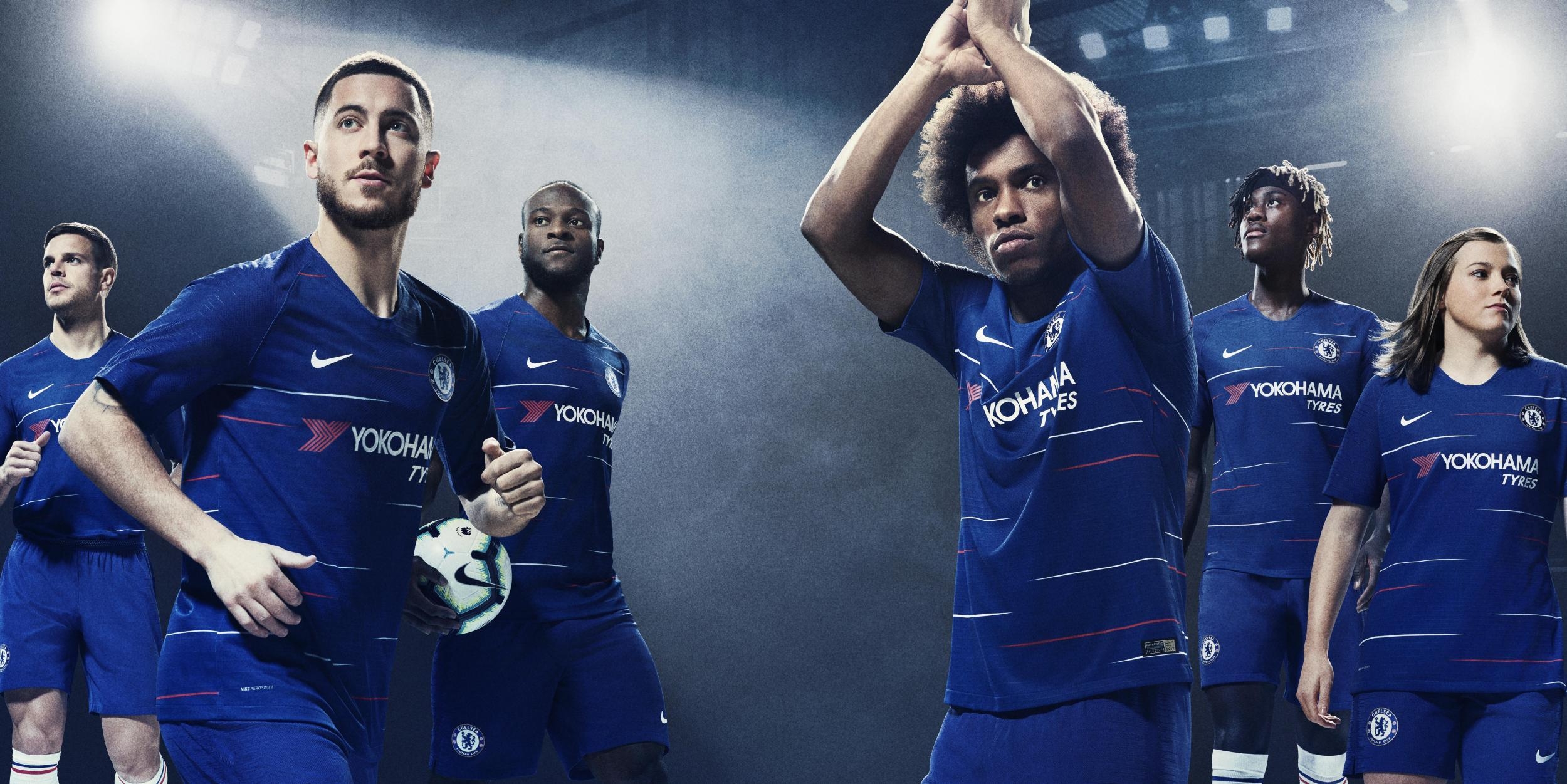 2500x1260 New Chelsea Kit: Eden Hazard, Willian And Fran Kirby Unveil 2018 19, Desktop