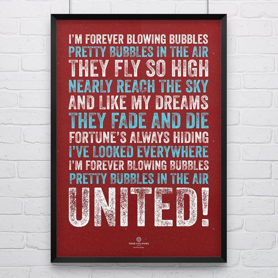 900x900 west ham united 'bubbles' football song print, Phone