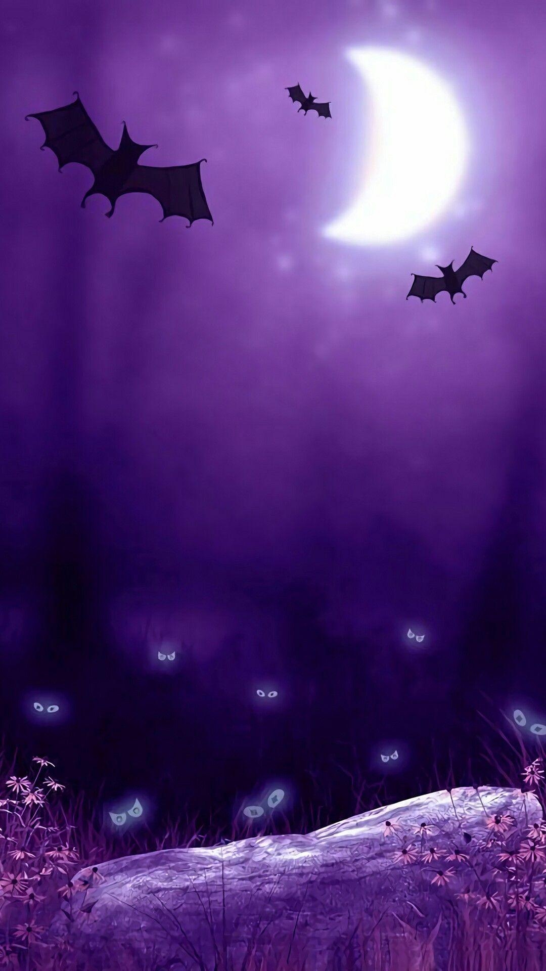 1080x1920 Purple. Purple halloween decorations, Purple halloween, Phone