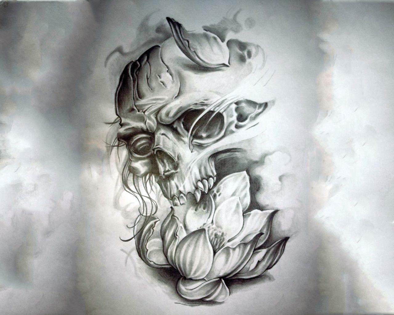 1280x1030 Broken Skull Tattoo Design wallpaper, Desktop