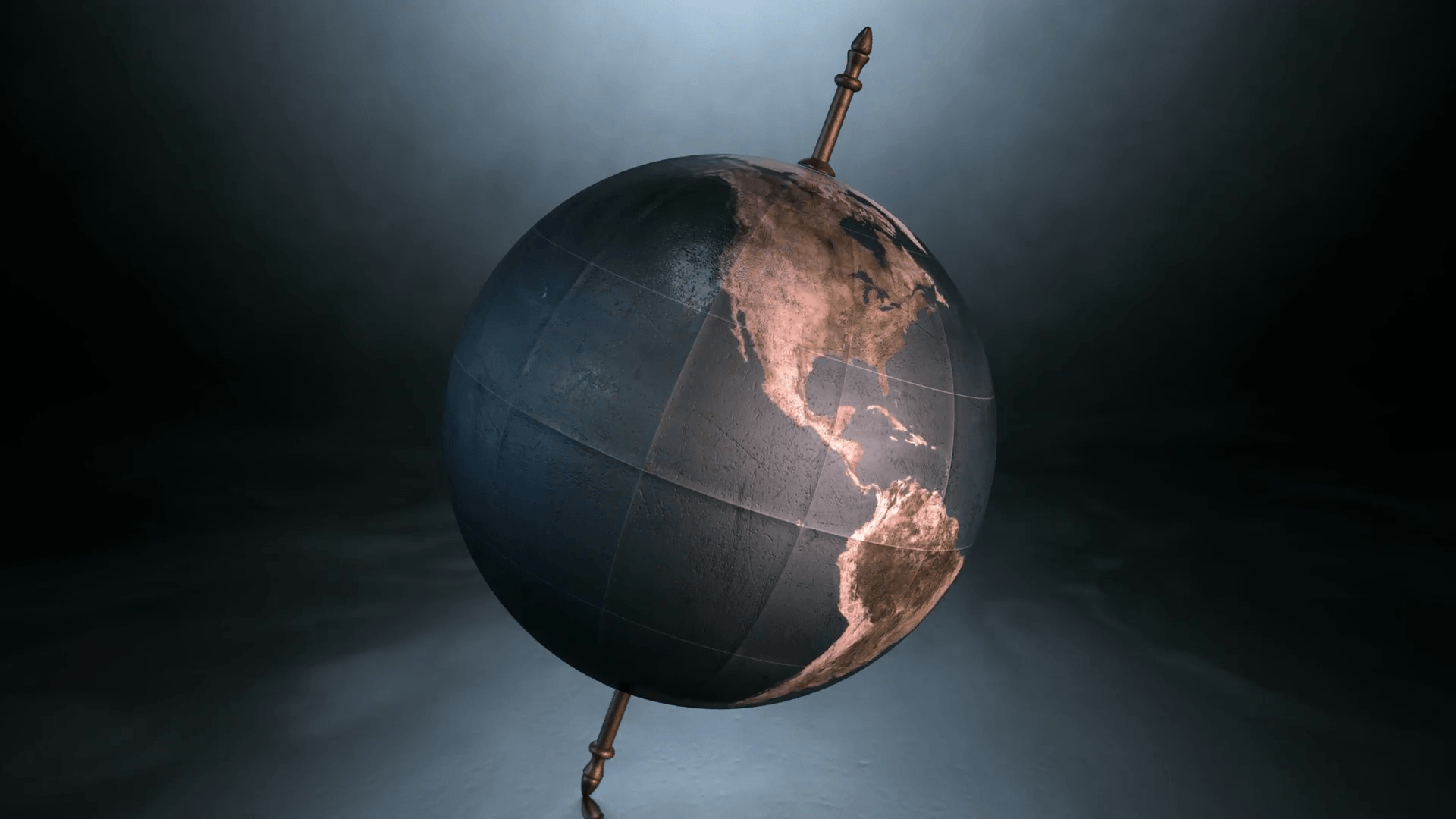 1920x1080 A static view of a world globe ornament spinning on a tilted axis, Desktop