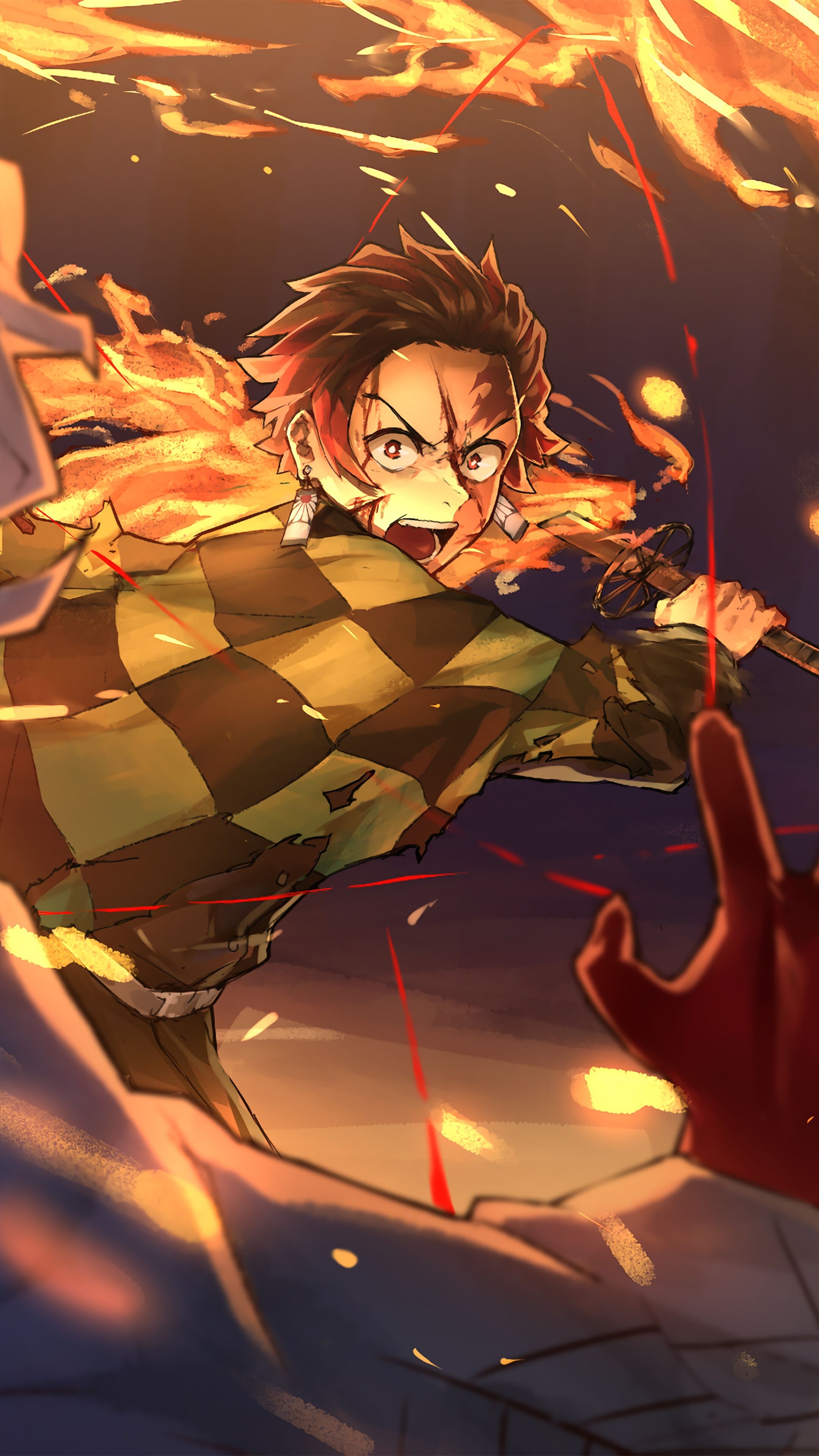 2160x3840 Tanjiro vs Rui, Kimetsu no Yaiba, 4K iPhone 6s, 6 HD, Phone