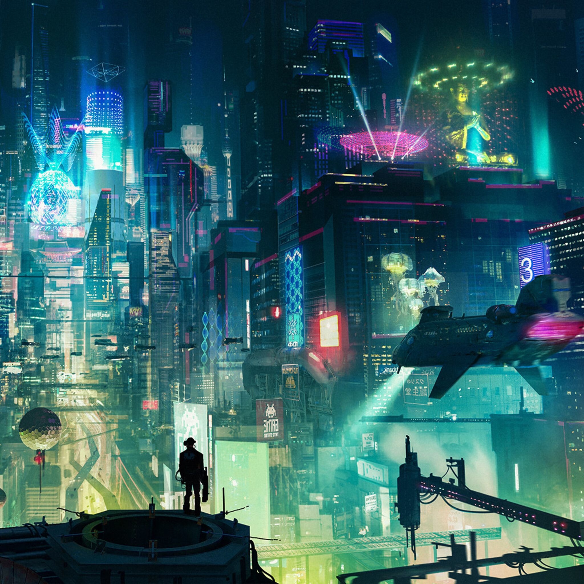 2050x2050 Cyberpunk City iPad Air HD 4k Wallpaper, Image, Background, Photo and Picture, Phone