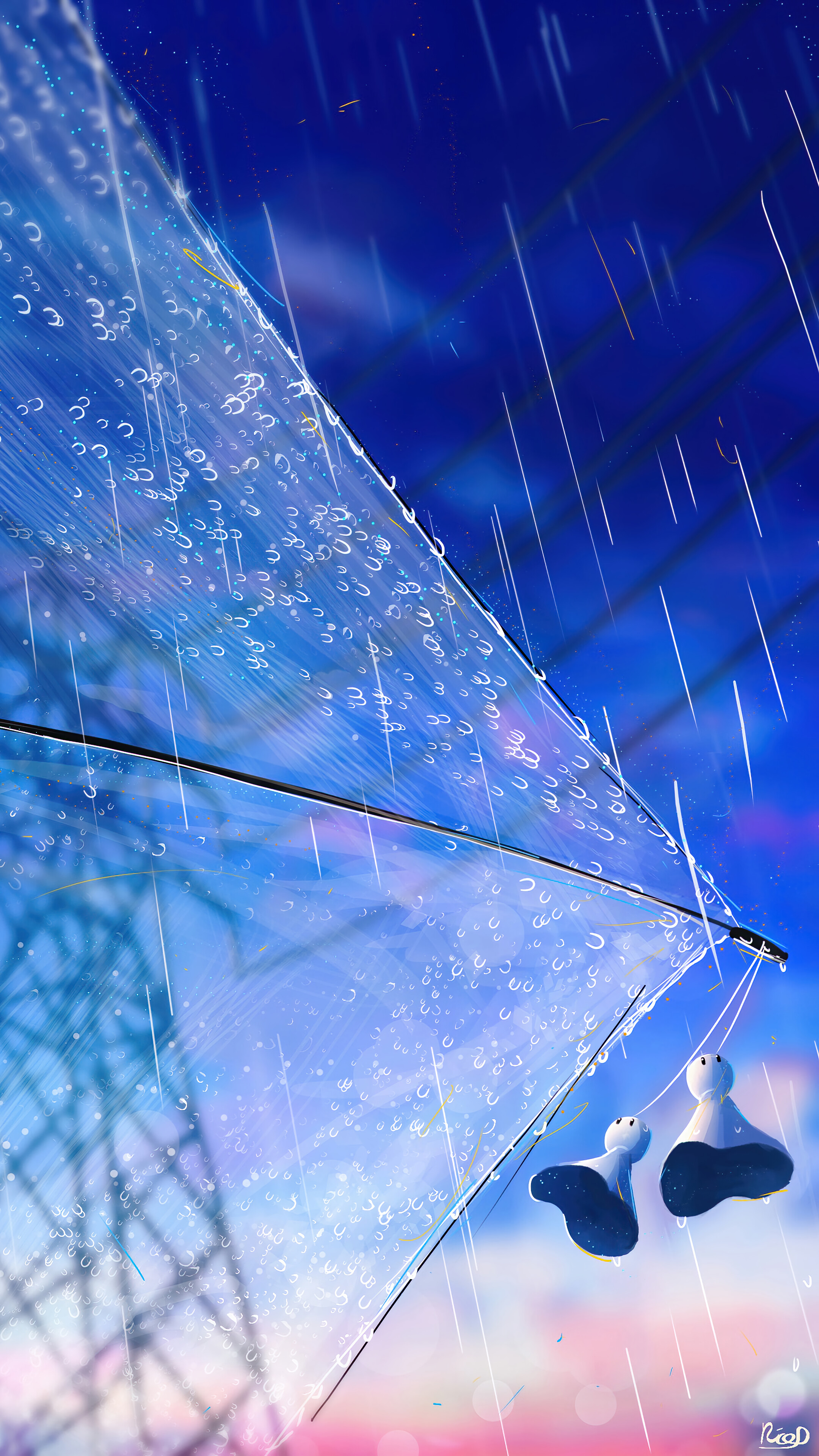 2160x3840 Anime, Sky, Raining, Umbrella, 4k Gallery HD Wallpaper, Phone