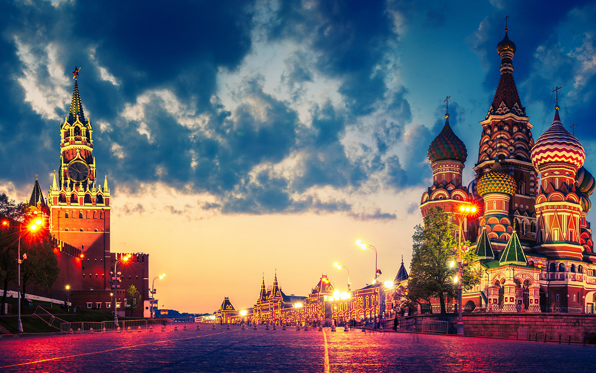 1920x1200 Photos Moscow Russia Town square Red Square Sky Temples, Desktop