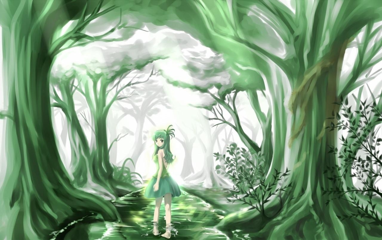 1280x810 Green Anime Beauty Forest wallpaper. Green Anime Beauty, Desktop