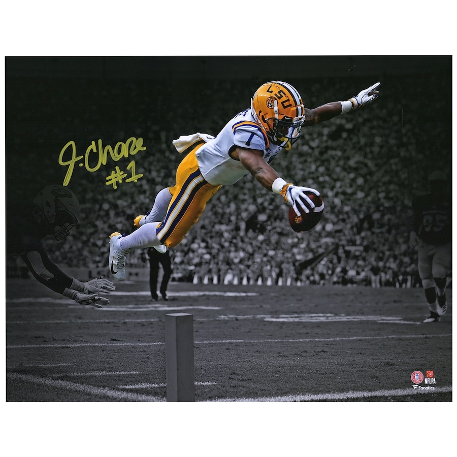 900x900 Ja'Marr Chase LSU Tigers Autographed 11 x 14 Diving Spotlight Photograph, Phone