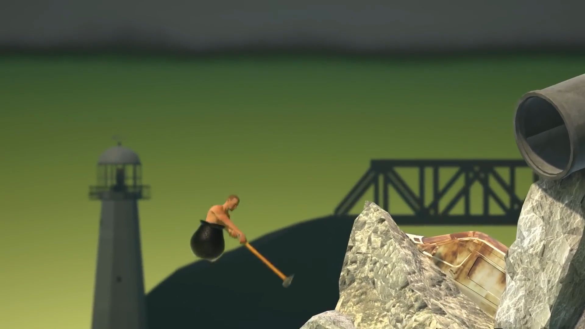 1920x1080 What is That? Getting Over It Combines a Cauldron, Sledgehammer, and Shirtless Man, Desktop