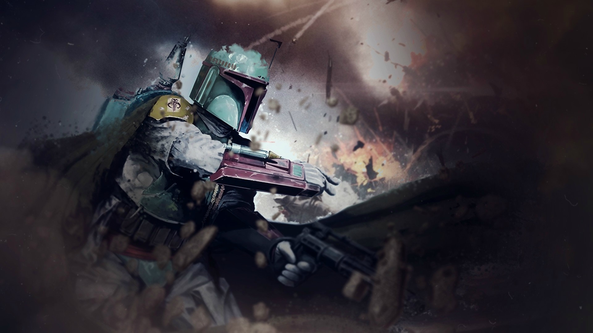 1920x1080 Star Wars, Boba Fett, Weapon, Cape, Debris Wallpaper HD / Desktop and Mobile Background, Desktop