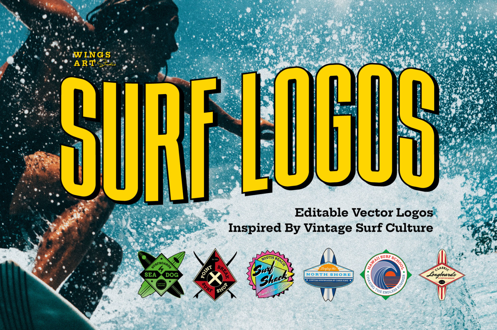 1600x1070 Vintage Surf Logo on Yellow Image Creative Store, Desktop