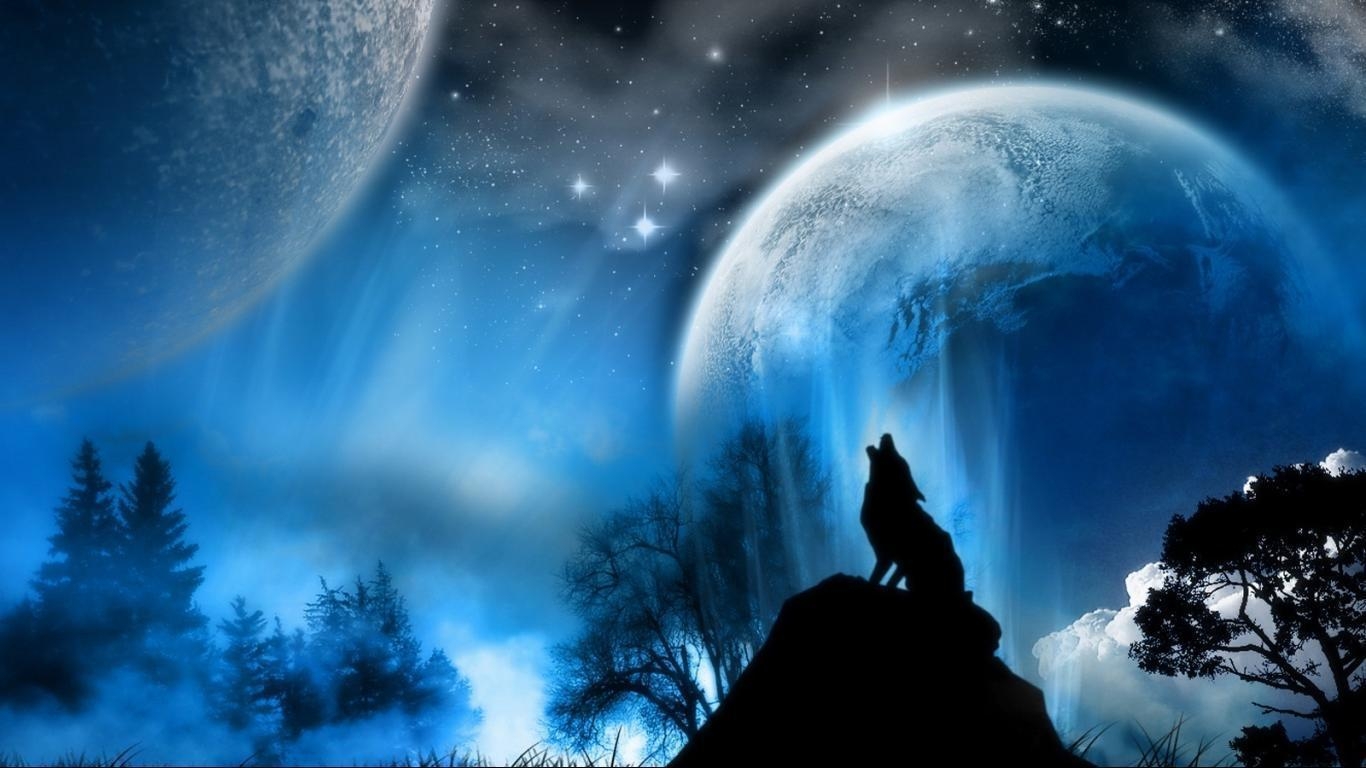 1370x770 Wallpaper For > Wolf Howling At The Red Moon Wallpaper, Desktop