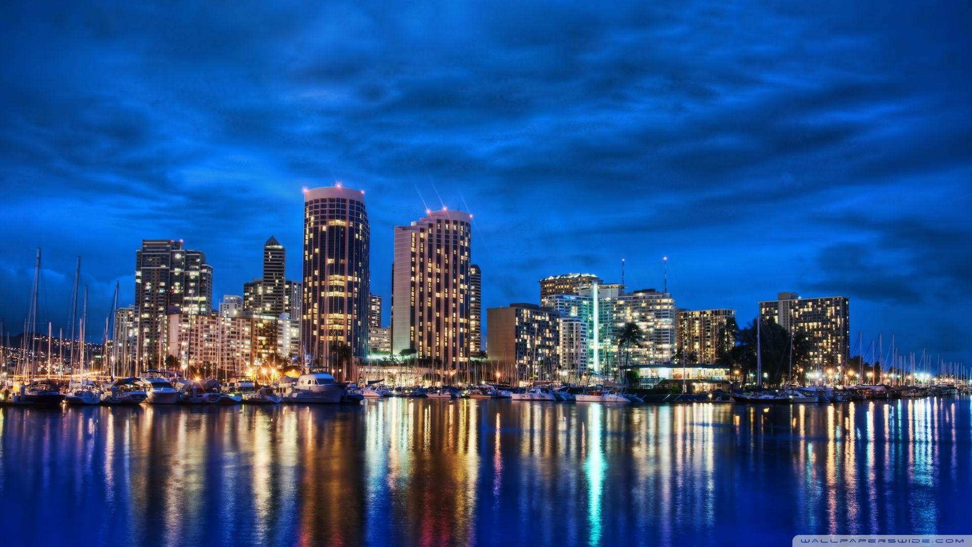 1920x1080 Waikiki Skyline At Night HD desktop wallpaper, High Definition, Desktop