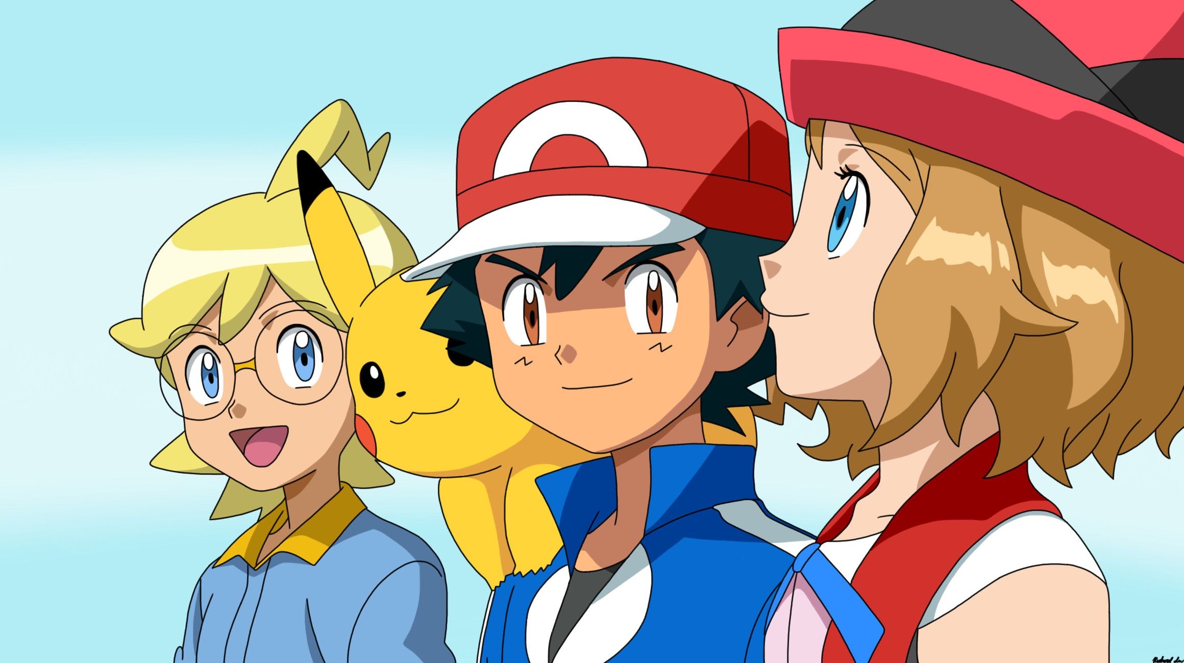 2320x1300 Pokemon Ash Serena Clemont, Desktop