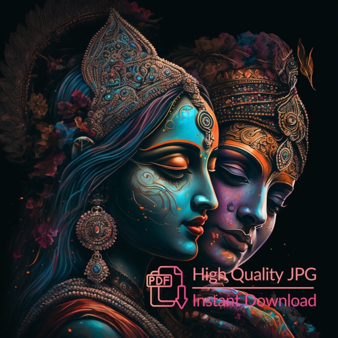 1080x1080 Radha Krishna Digitial AI Art for Download High Resolution, Phone